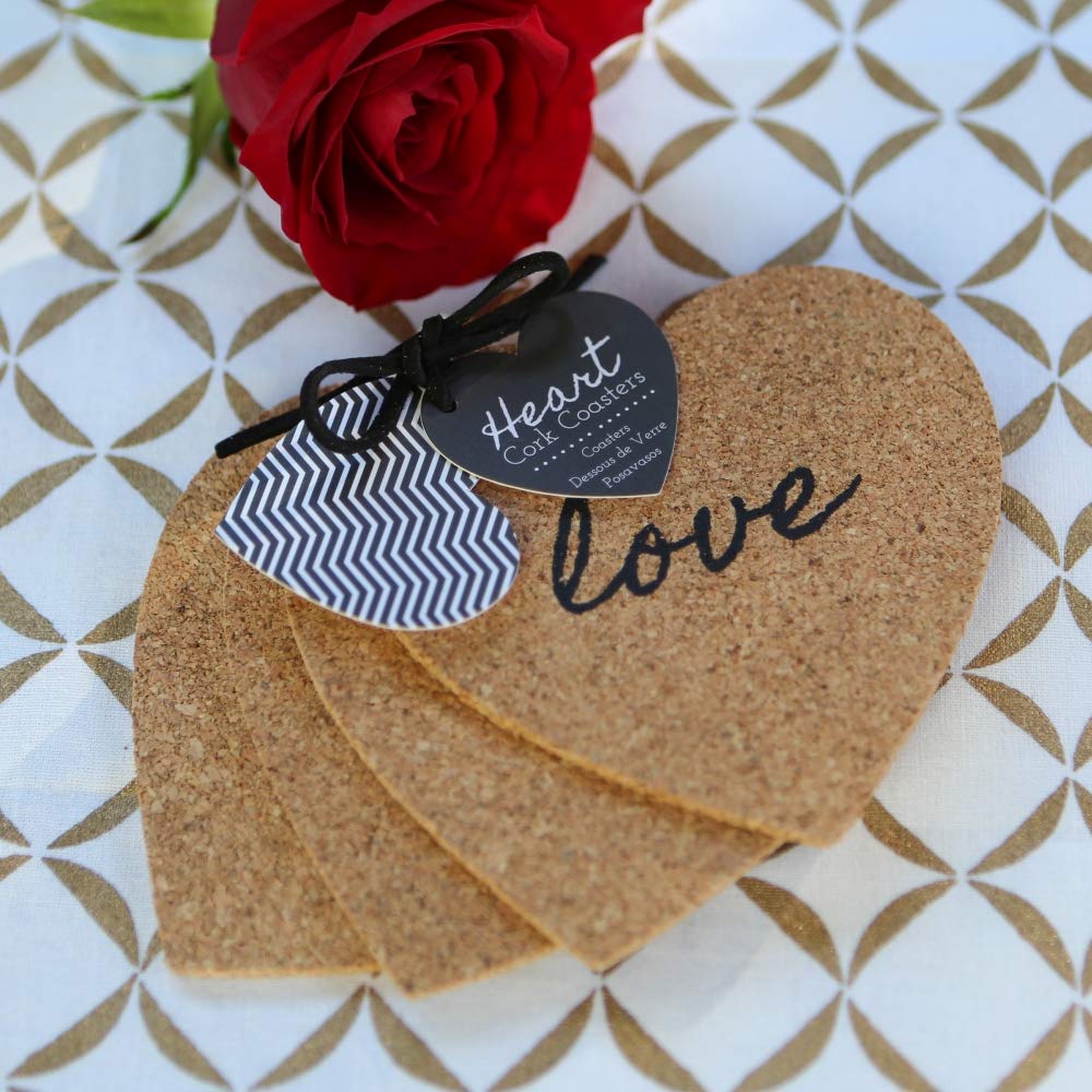 Kate Aspen ''Heart'' Cork Coasters, Set Of 4