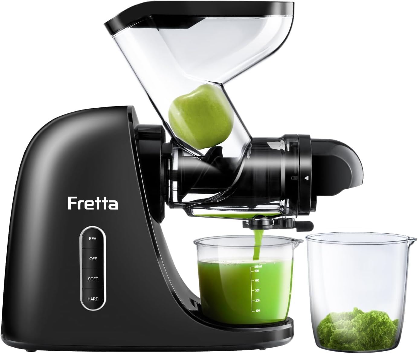 Fretta Juicer Machines, Cold Press Juicer, BPA Free Masticating Juicer Machines Vegetable and Fruit, 3-Inch Wide Feeding Chute, 