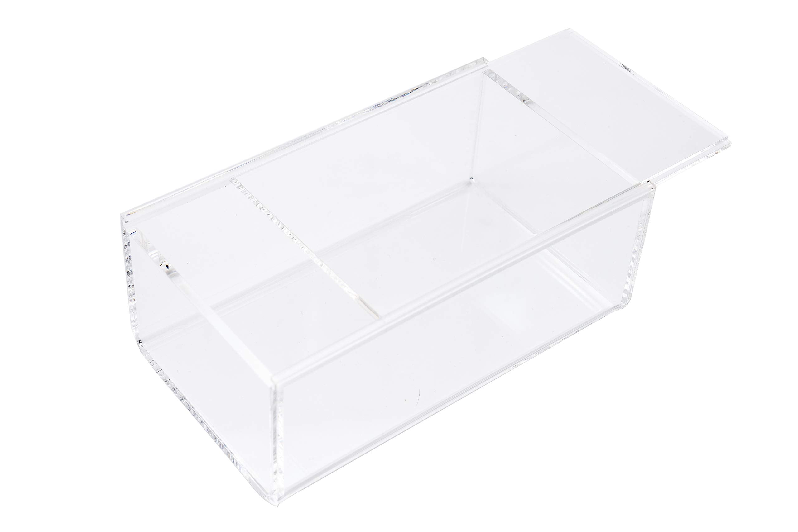 Huang Acrylic Clear Catchall Storage Container With Sliding Lid | 4.75''X8''X3.25'' Rectangle Bin For Organizing Kitchen, Bedroo