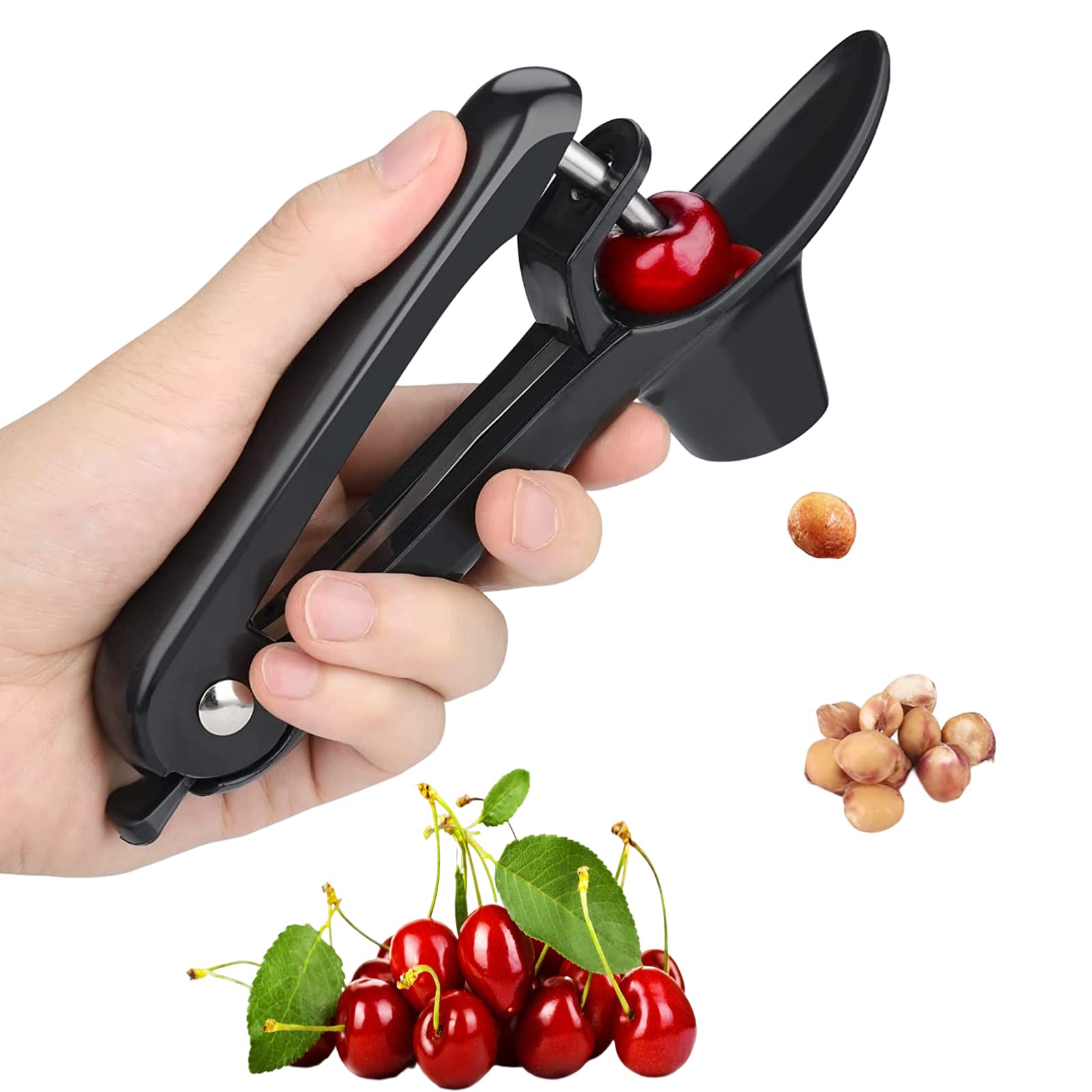 Cherry Pitter - Heavy-Duty Stainless Steel Olive And Cherry Pitters Corer Tool With Space-Saving Lock Design, Multi-Function Che