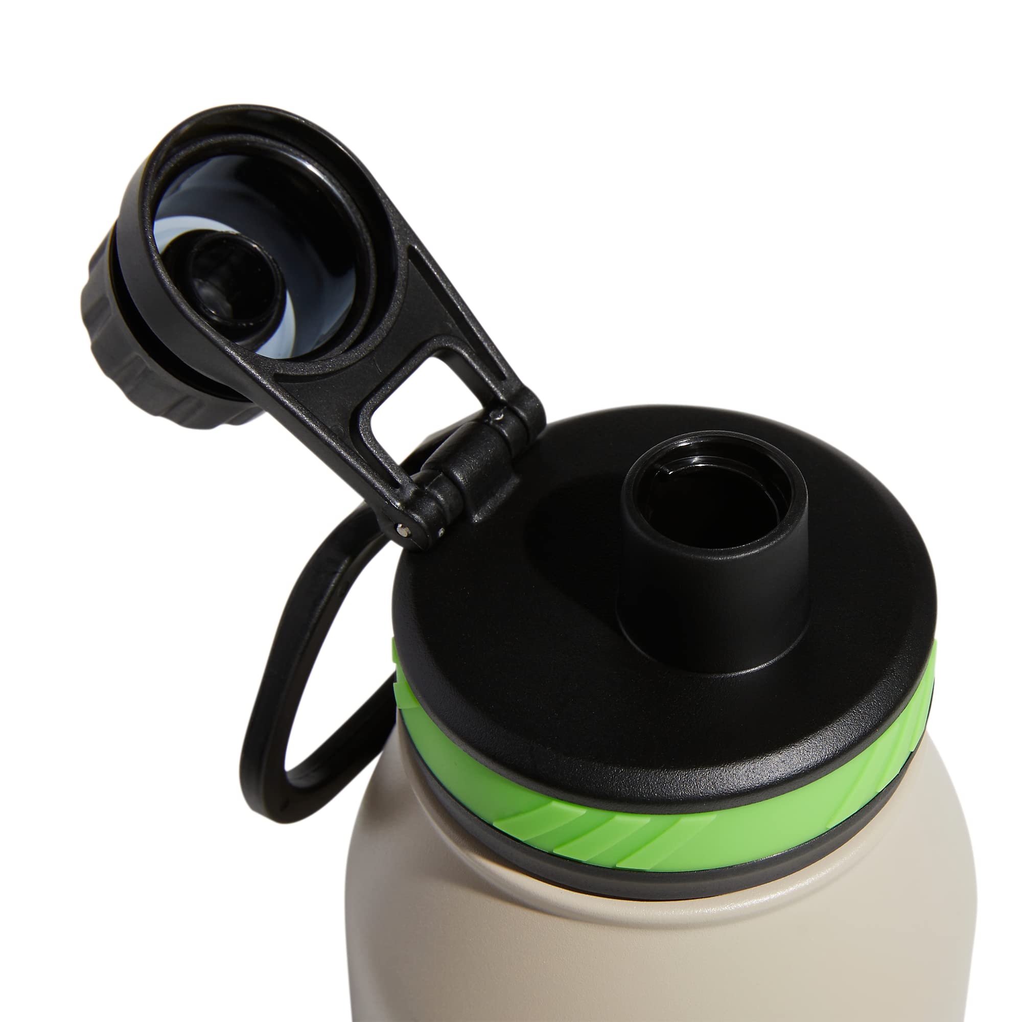 Adidas 1 Liter (32 Oz) Metal Water Bottle, Hot/Cold Double-Walled Insulated 18/8 Stainless Steel, Wonder Beige/Black/Lucid Lime