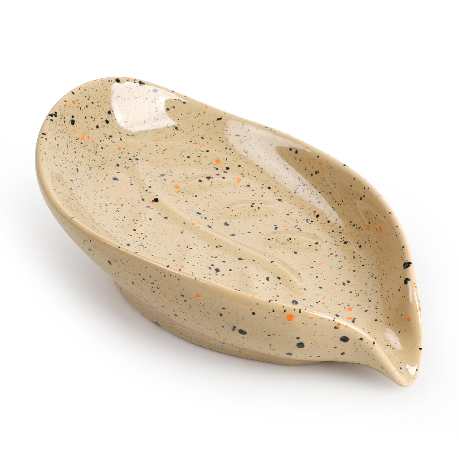Soap Holder, Self Draining Soap Dish, Leaf Shape Bar Soap Holder Ceramic Drain Soap Dishes for Bathroom Sink Shower Kitchen, Eas