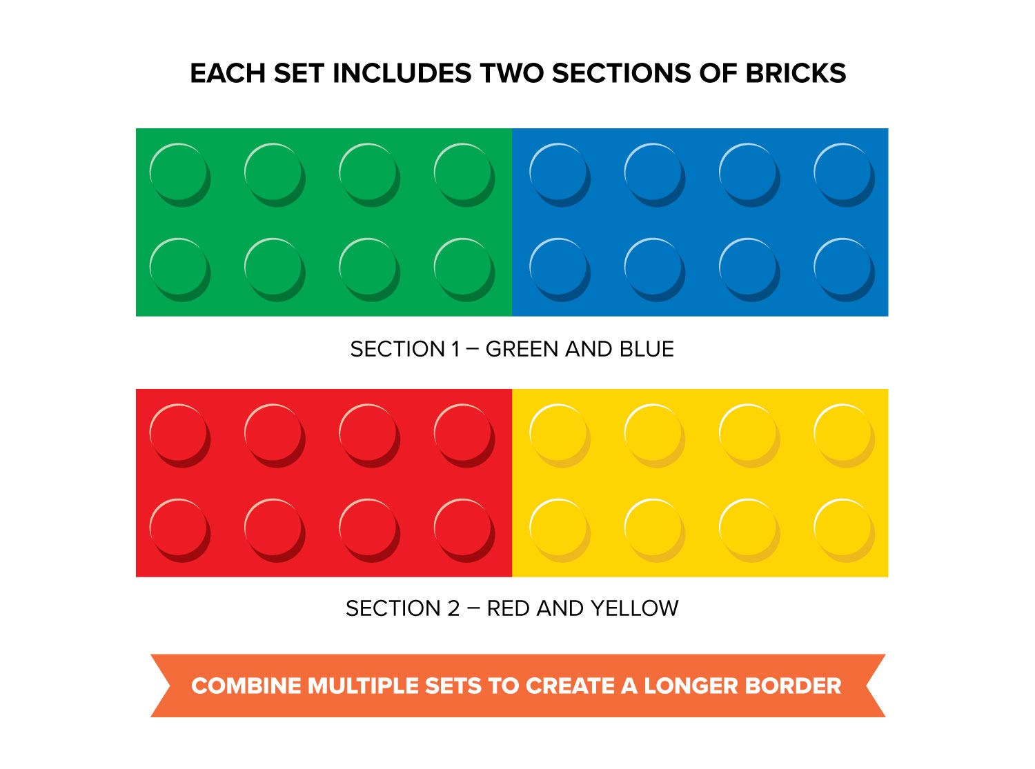 Sunny Decals Large Brick Wall Border Fabric Wall Decal - 2 Piece Set - Each 25 Inches X 6.25 Inches. Removable, Reusable And Rep