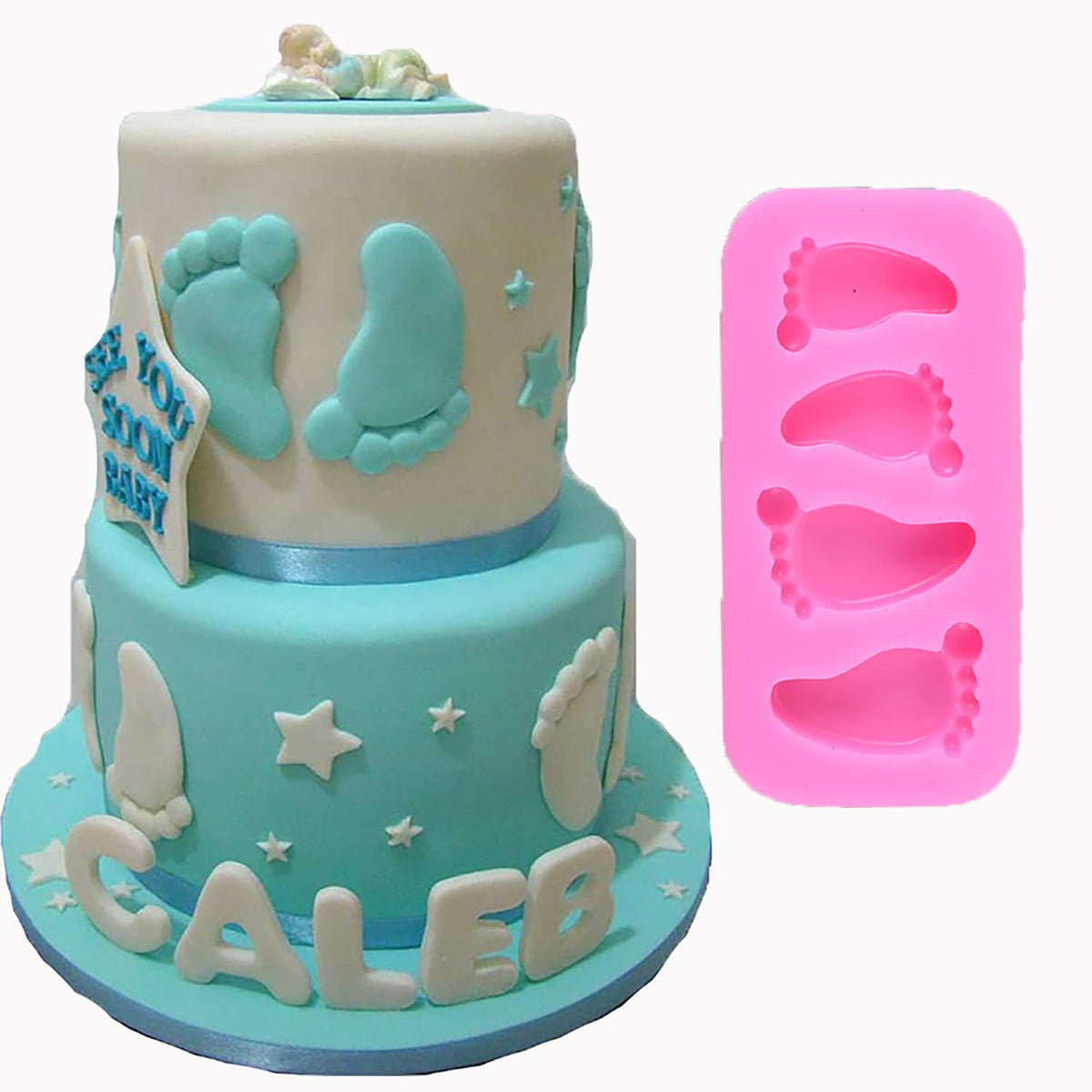 Baby Foot Print Silicone Mold For Diy Fondant Molds Baby Shower Candy Making Chocolate Christening Molds Lollipop Desserts Ice C