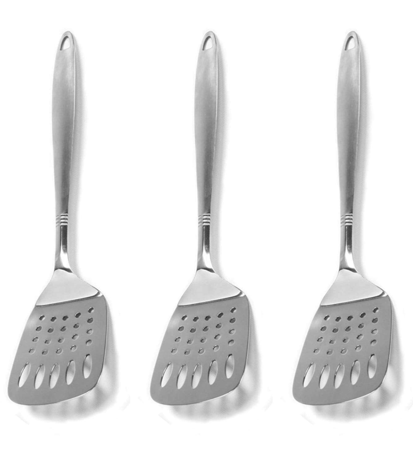 Chef Craft Stainless Steel Slotted Turner, 12.5 Long, Pack of 3, Silver