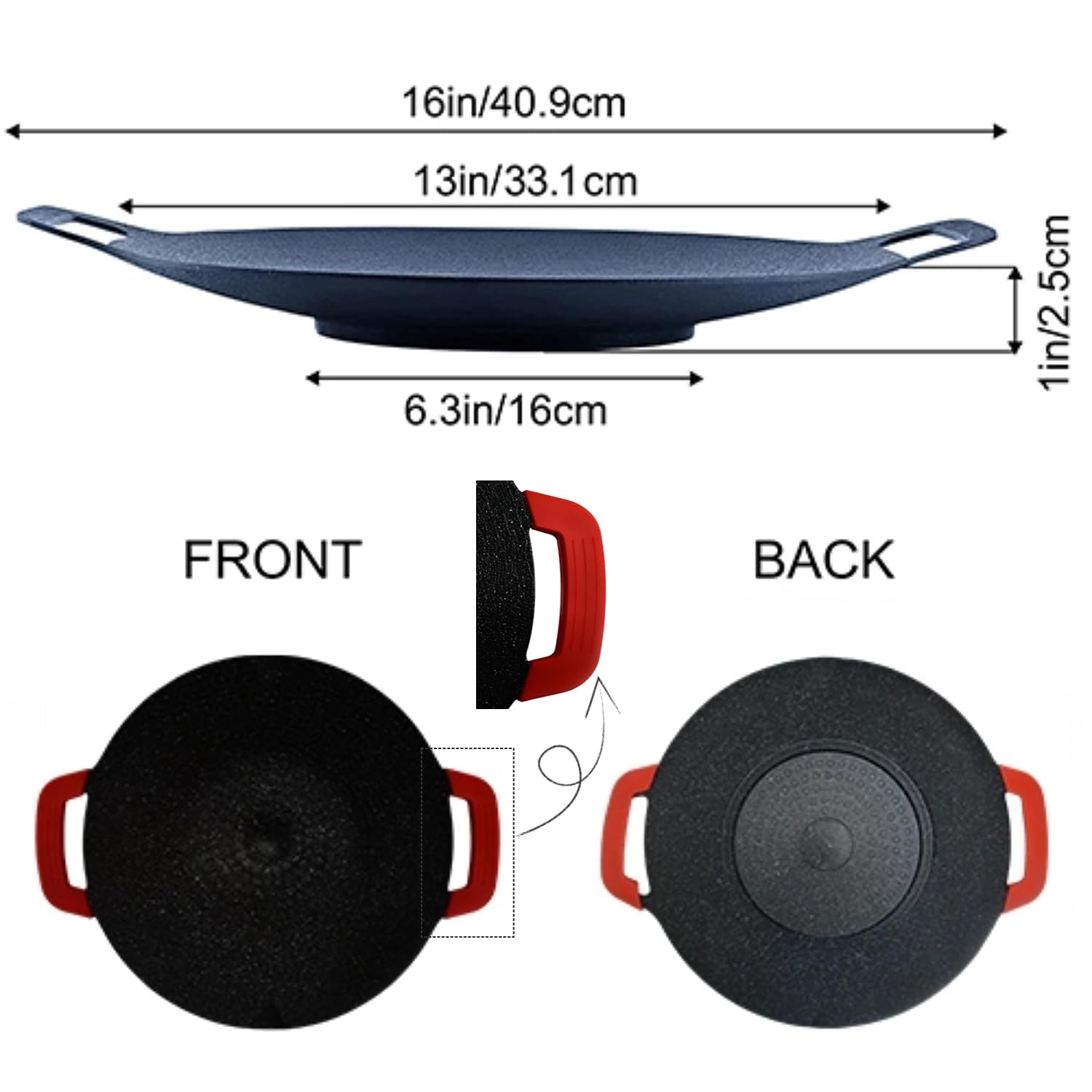 Ifashihome Korean Style Bbq Grill Pan,13'' Non-Stick Smokeless Circular Grill Pan,Medical Stone Coated Barbecue Stovetops Frying