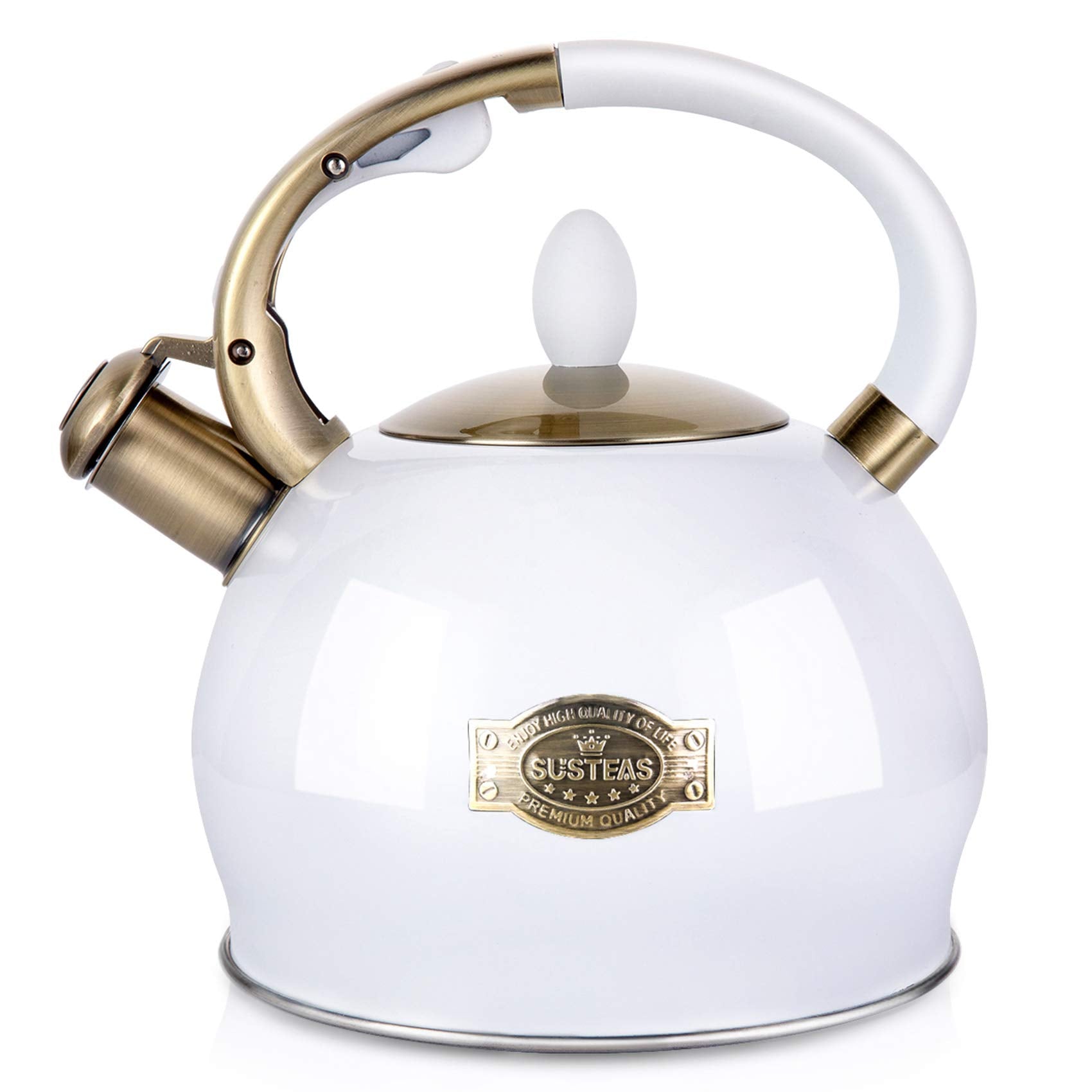 Susteas Stove Top Whistling Tea Kettle - Food Grade Stainless Steel Teakettle Teapot With Cool Touch Ergonomic Handle,1 Free Sil