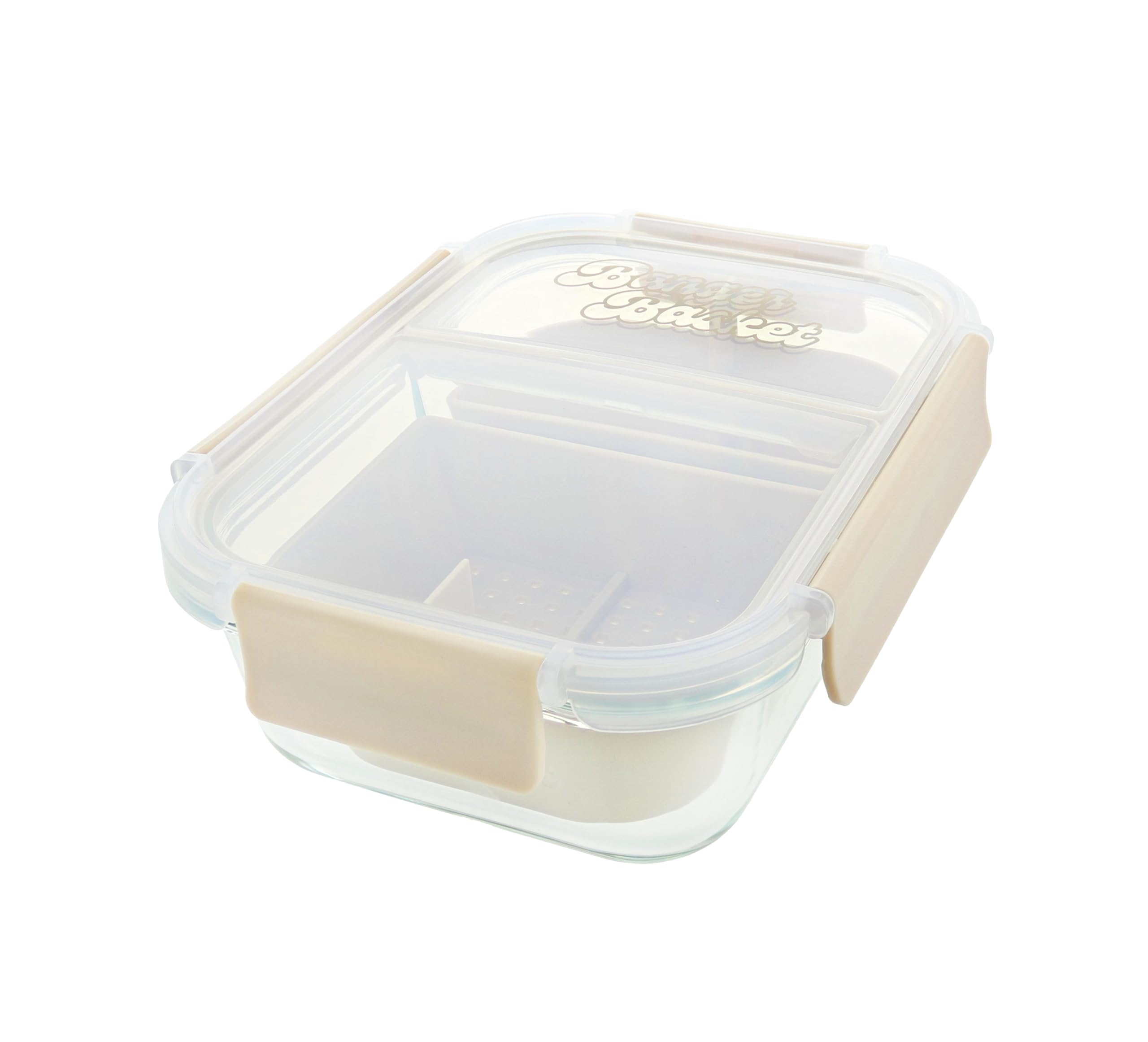 Banger Basket Two Compartment Borosilicate Glass Container Cleaning Tool With Sealable Lid (Full Melt Sand)