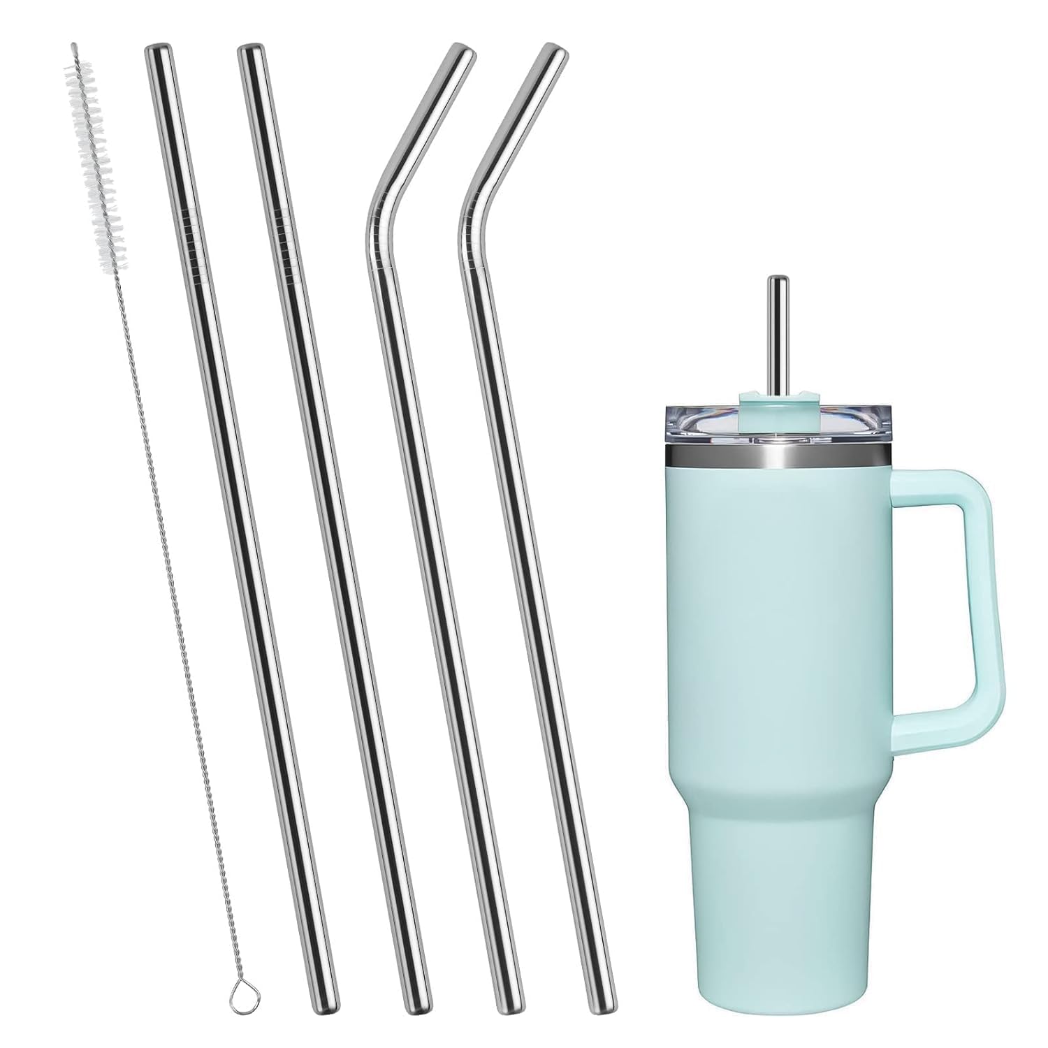 Rajmaan 12Inchstainless Steel Straws For Drinking With Cleaning Brush For Kids And Adults Reusable Metal Straw Set Drinking Jui