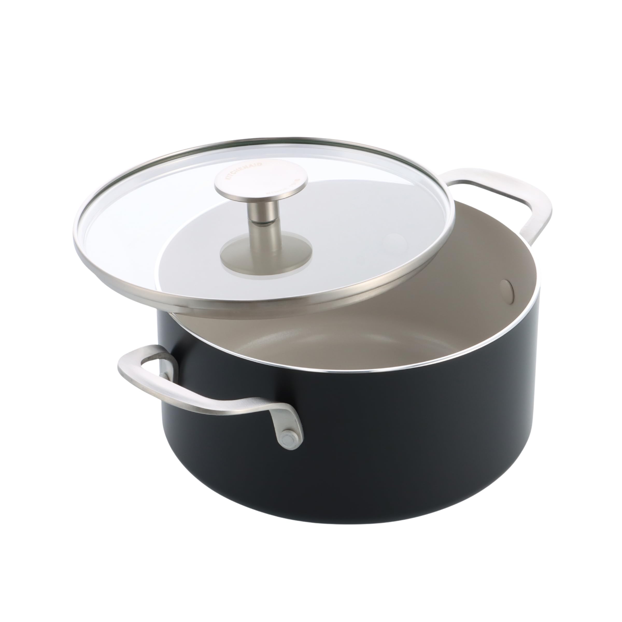 KitchenAid Aluminium Ceramic NonStick Casserole Dish 20cm/3.11L PFAS Free Induction Oven Safe Black