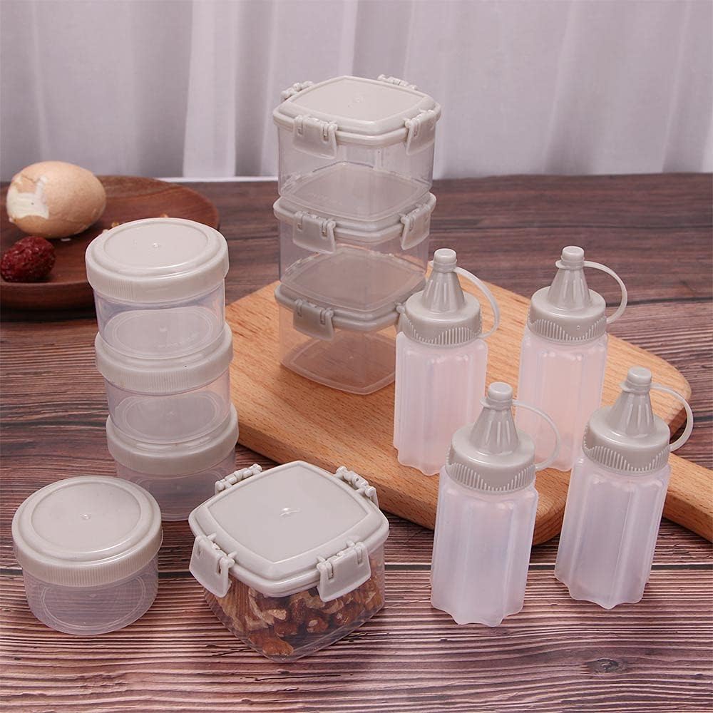 Baolaili 4Pcs Mini Jam Squeeze Bottle Jar Sauce Seasoning Box With Lid, Squeeze Bottle Portable Pp Kitchen Easy Clean Spices Sto