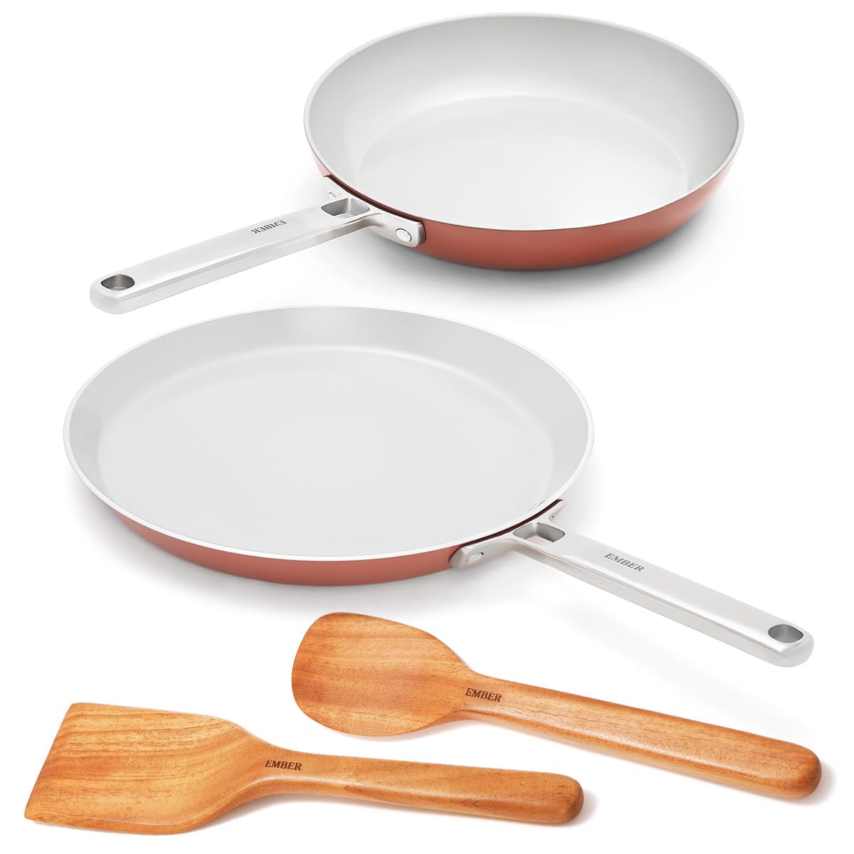 Ember Cookware Arcilla Ceramic Non Stick Cookware Set Of 2 | Induction Cookware | Frying Pan 24Cm & Tawa 28Cm | Isi Certified | 