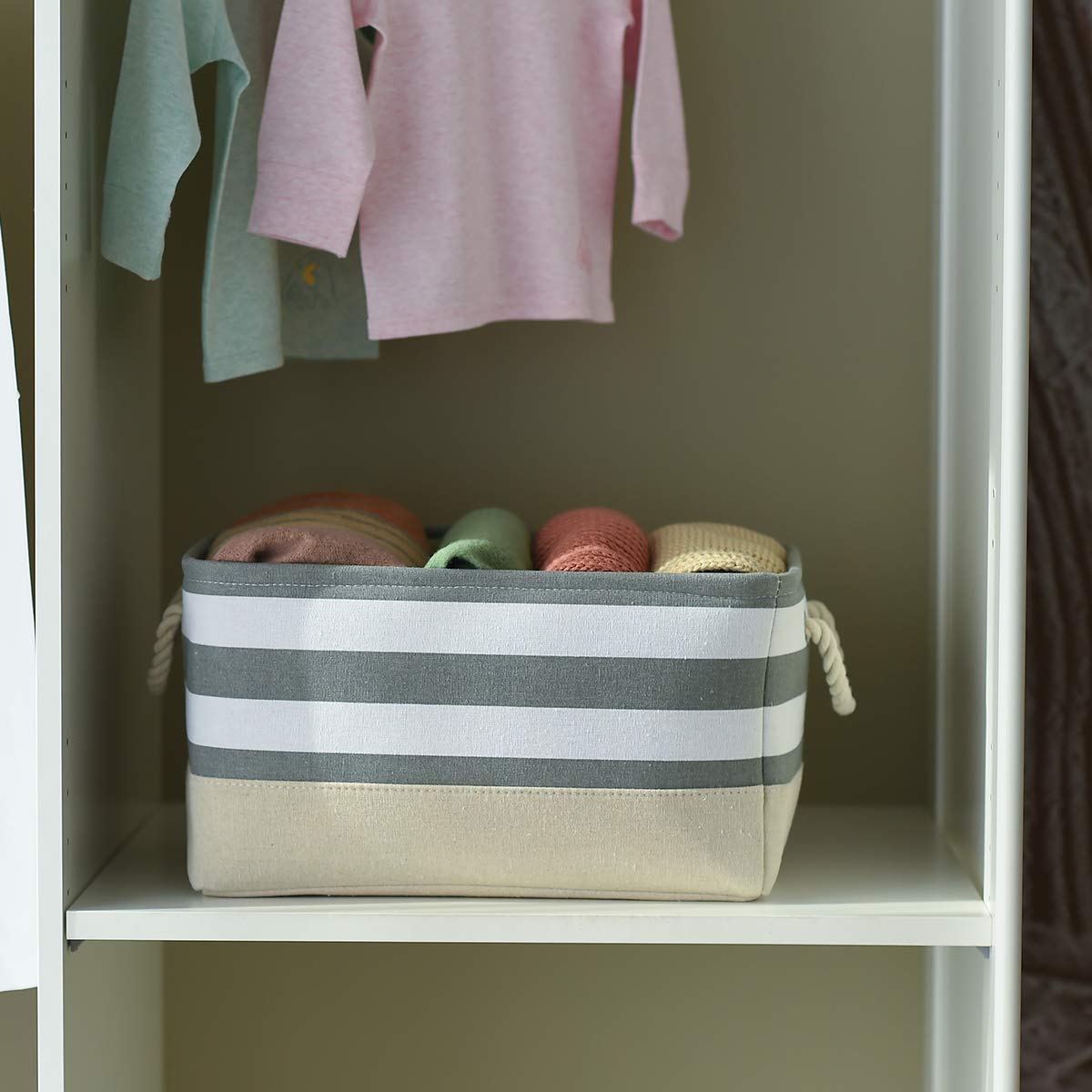 Thewarmhome Storage Basket Fabric Basket With Handles Dog Toy Basket Cloth Storage Bin Shelf Basket Decorative Storage Basket Sh