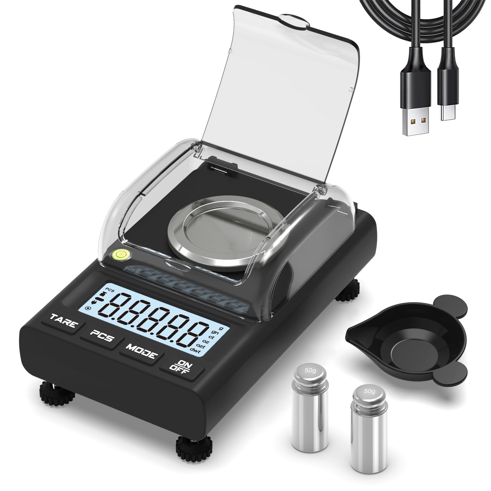 Weightman Milligram Scale 100G X 0.001G, Mg Scale With 50G Calibration Weight And Accessories, Powder Scale For Reloading