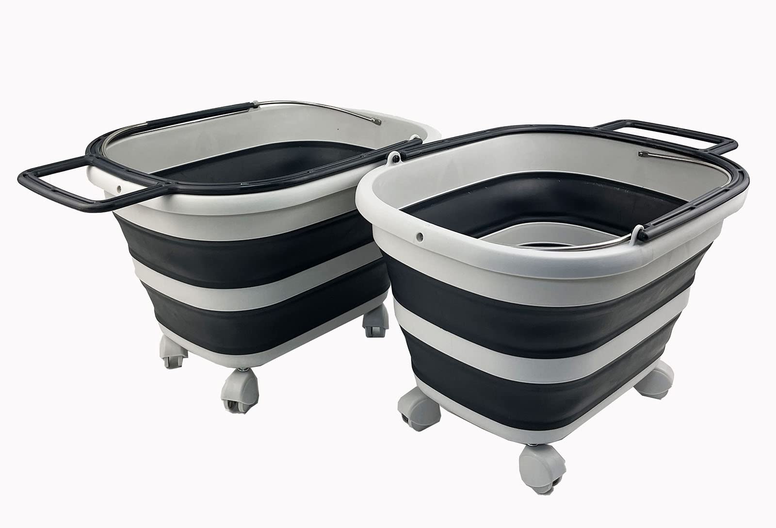 Sammart 17L (4.5 Gallons) Collapsible Plastic Laundry Basket With Handle & Wheels-Foldable Pop Up Storage Container/Organizer Wi