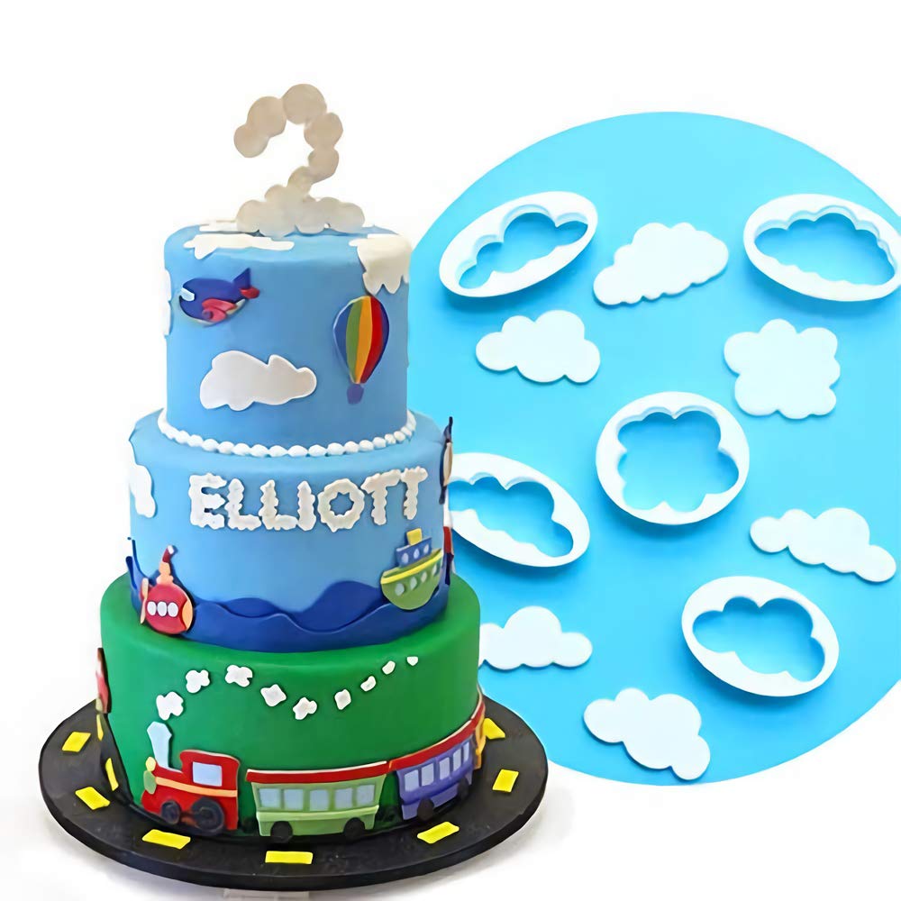 Palksky Cloud Fondant Cutter Fluffy Cloud Plastic Cookie Cutter Cake Mold Sugar Craft Mold Cake Decorating Tools(5Pcs)