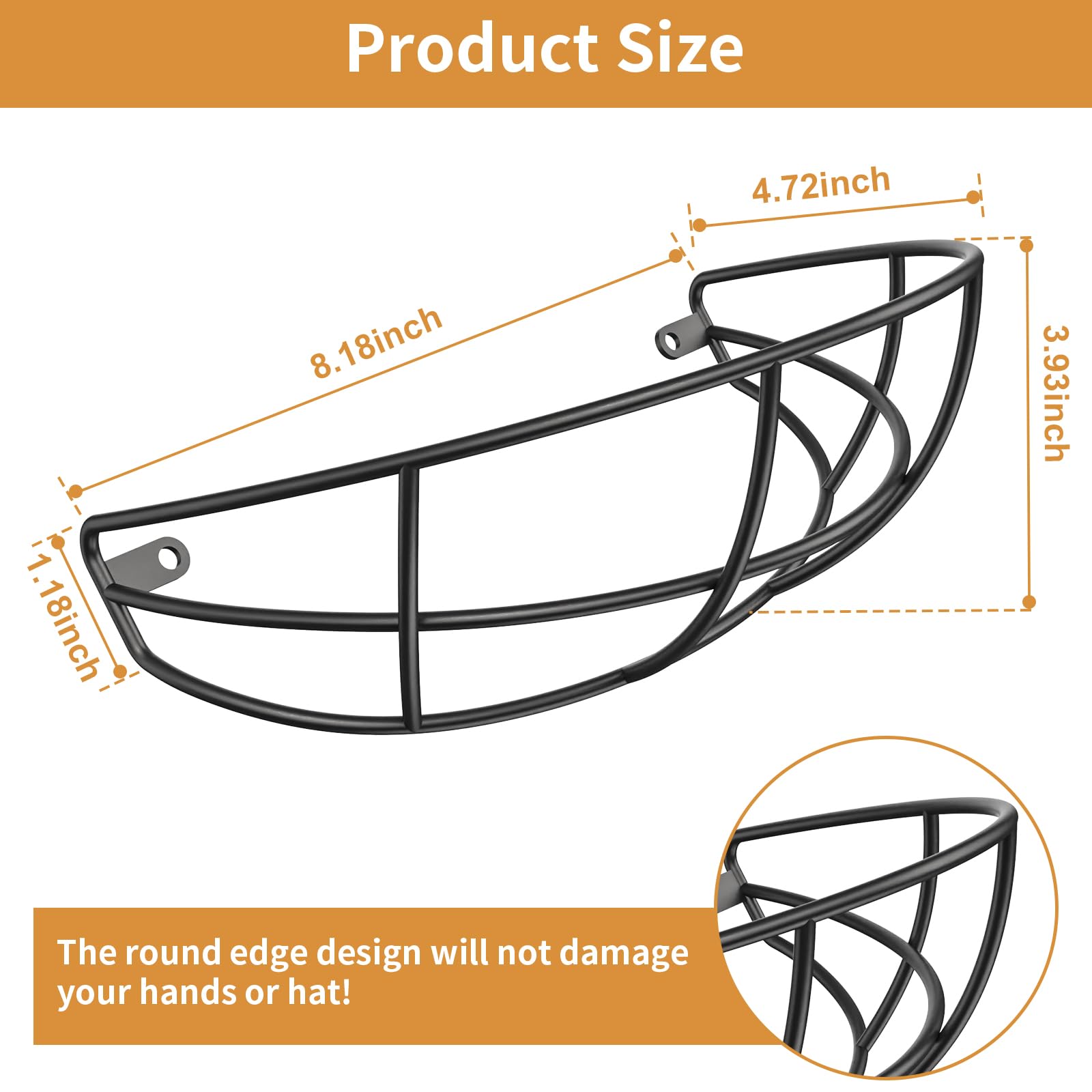 Teamola Hat Racks For Baseball Cap 2-Pack Metal Hat Organizer Black Hat Holder For Wall, Hat Hangers Hat Storage Organizer Wall