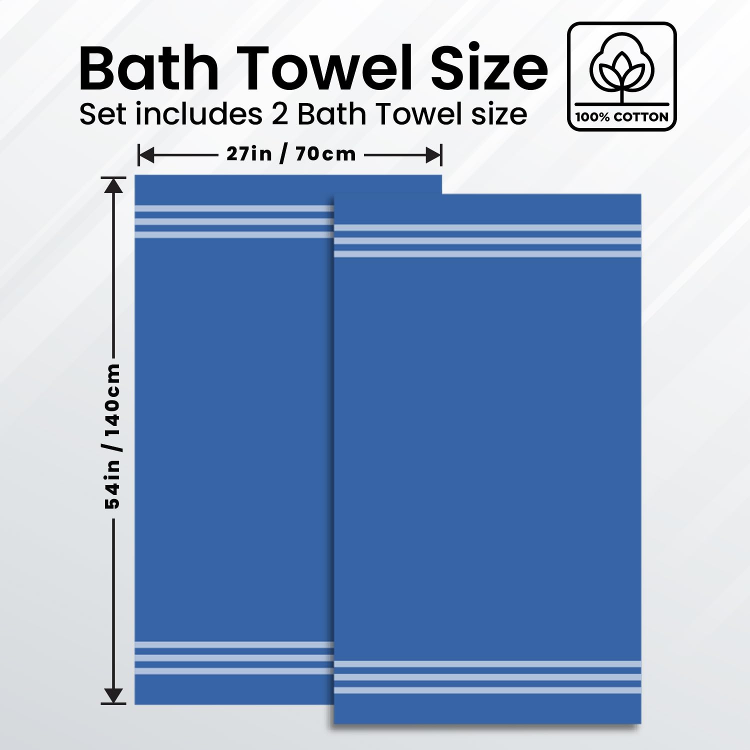 Premium Blue Bath Towels - 700 GSM 100% Cotton 27x54 Inches Pack of 2 Bathroom Towels - Ultra Soft and Highly Absorbent Hotel and Spa Quality Bath Towels for Bathroom by Infinitee?Xclusvies