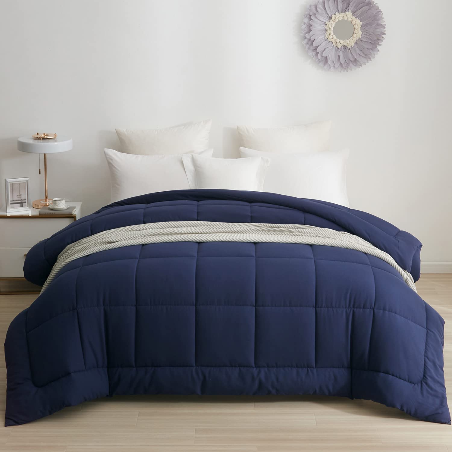 Bedtreat Down Alternative Comforter With Corner Tabs - All Season Quilted King Size 240 Gsm Blue Comforter, Machine Washable Mic