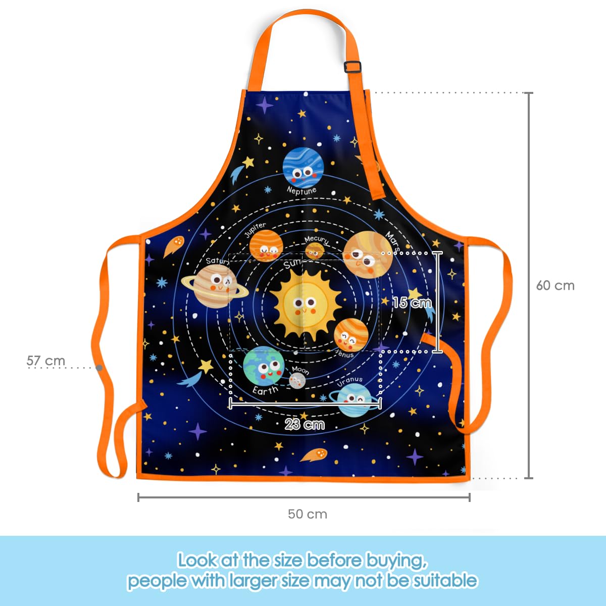 SANDJEST Solar System Apron with Front Pocket, 2Pcs Kid Apron and Chef Hat, Chef Gifts for Kids Toddlers Cooking Baking Gardenin