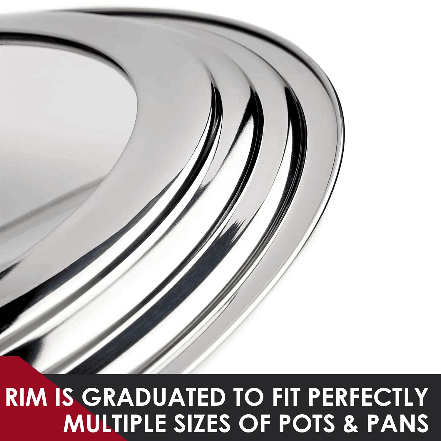 Keissco Stainless Steel Universal Lid For Pots, Pans And Skillets - Fits 7'' To 12'' Pot And Pans - Tempered Glass With Stainles