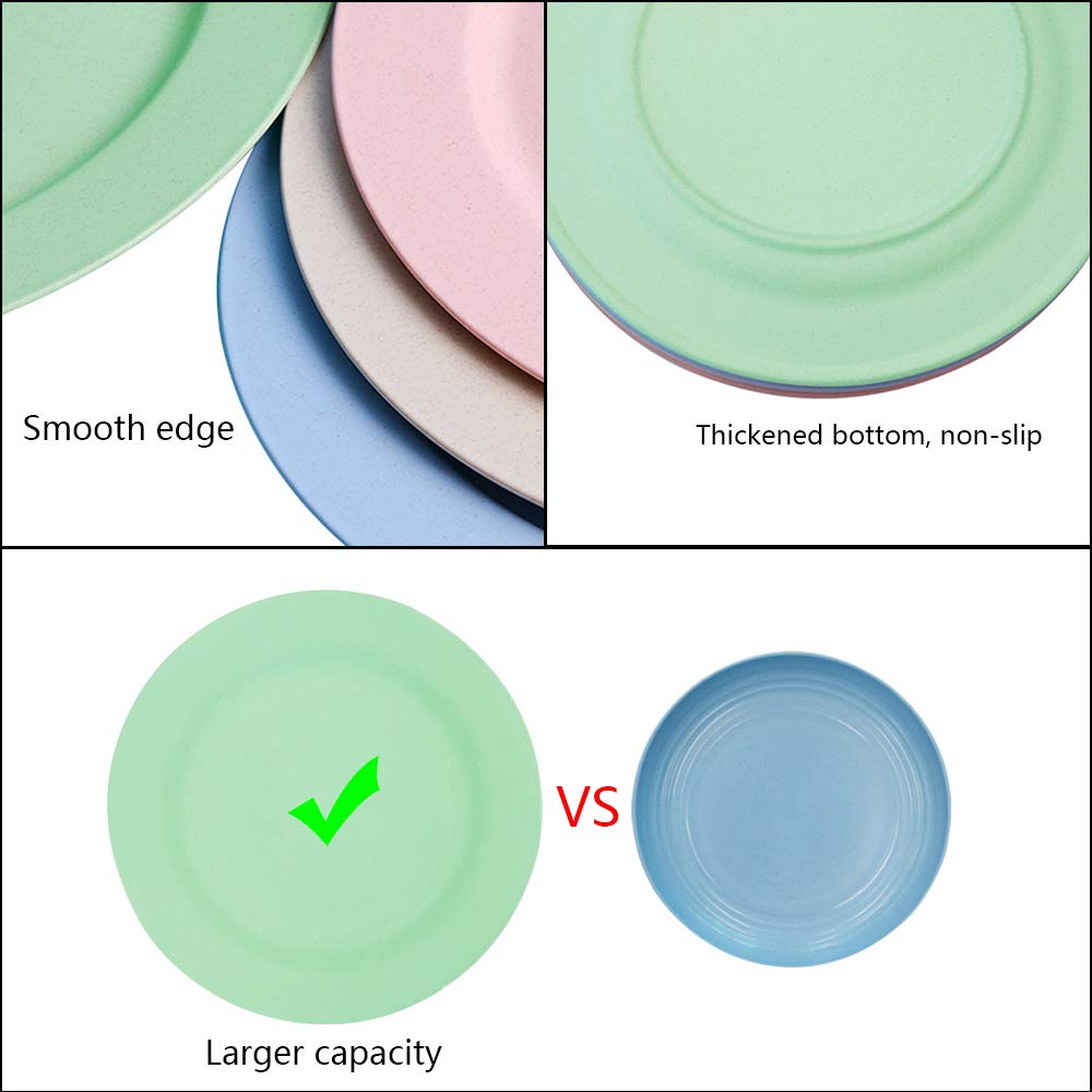 4 Pack 13 Inch Extra Large Size Dinner Plate Sets, Delicious Pasta Plates, Unbreakable Dishes, Lightweight Salad Dinnerware, Reu