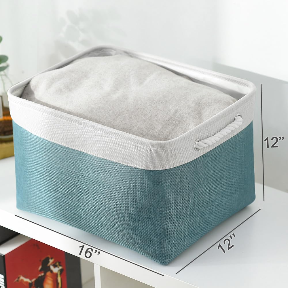Thewarmhome Organization And Storage Basket For Organizing - 3 Pack 16X12X12 Inch Cube Storage Bin For Shelves, Fabric Storage C