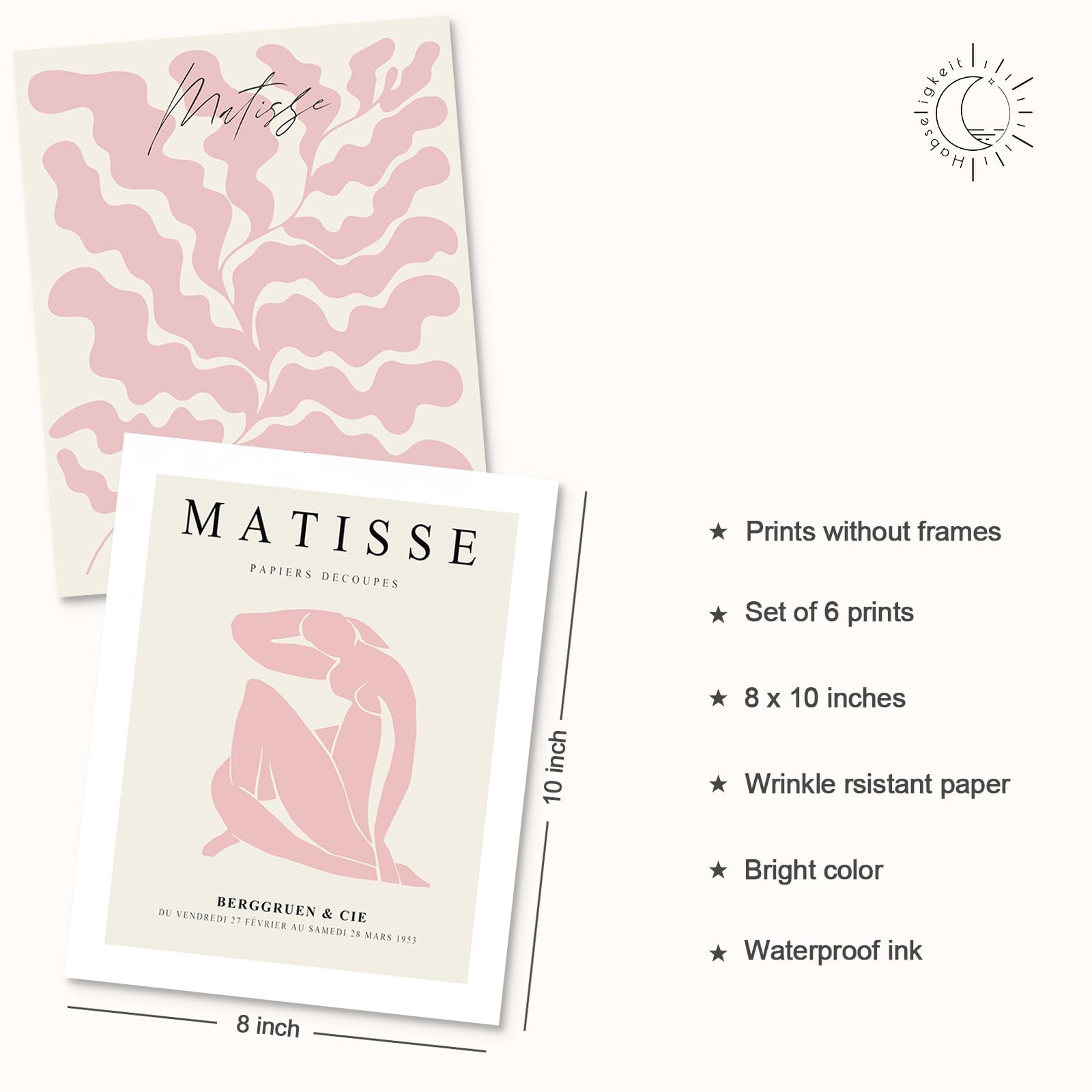 Habseligkeit Pink Matisse Wall Art Prints, Abstract Wall Art Exhibition Posters, Vintage Wall Art Prints, Retro Room Decor For G