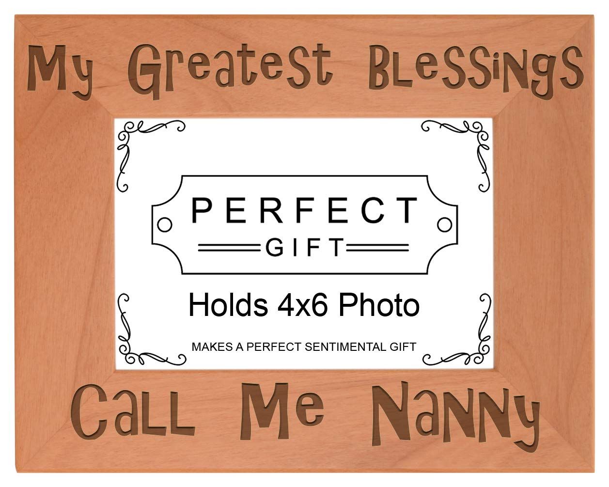 ThisWear Gift for Grandma Blessings Call Me Nanny Wood Laser Engraved Landscape 4x6 Picture Frame