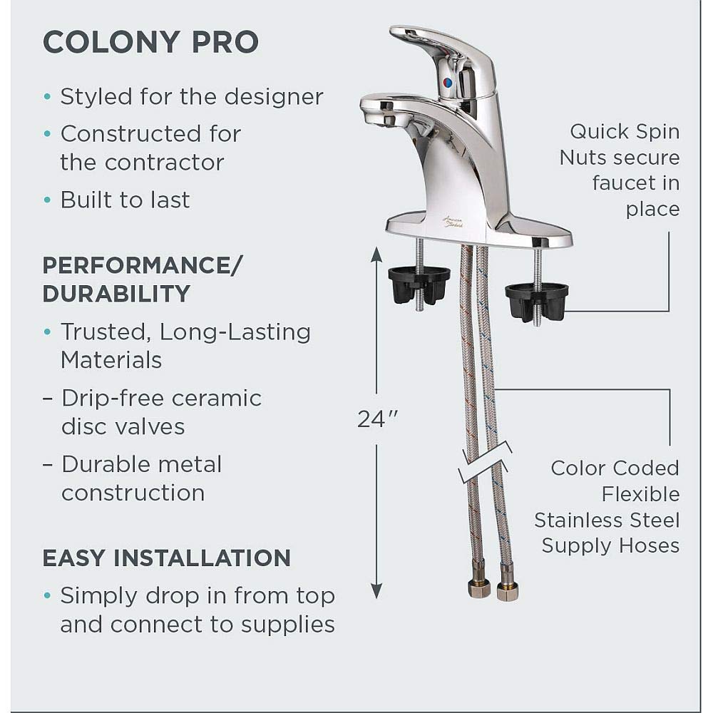 American Standard 7074040.002 Colony Pro Single-Handle Kitchen Faucet With Side Spray And Deckplate, Polished Chrome