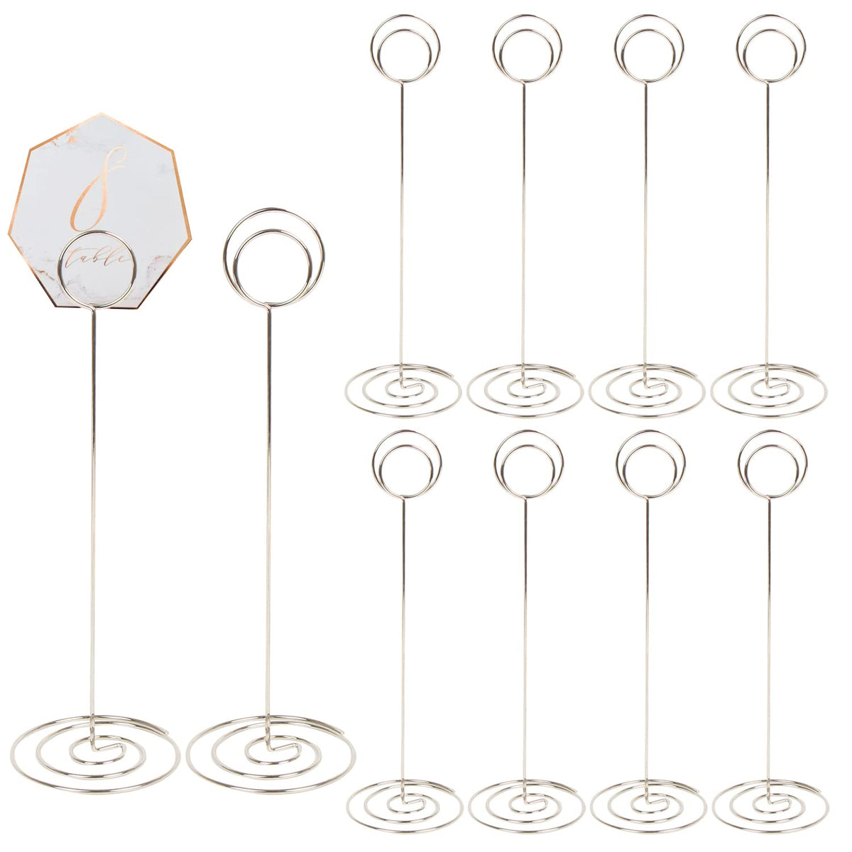 Kimober 10Pcs 8.75'' Tall Table Number Holders, Round Place Card Holder,Tabletop Memo Note Stand Picture Photo Picks Card Clips