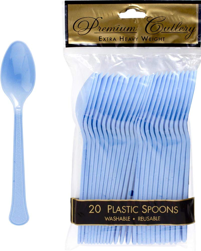 Amscan Premium Pastel Blue Plastic Spoons, 20 Ct.