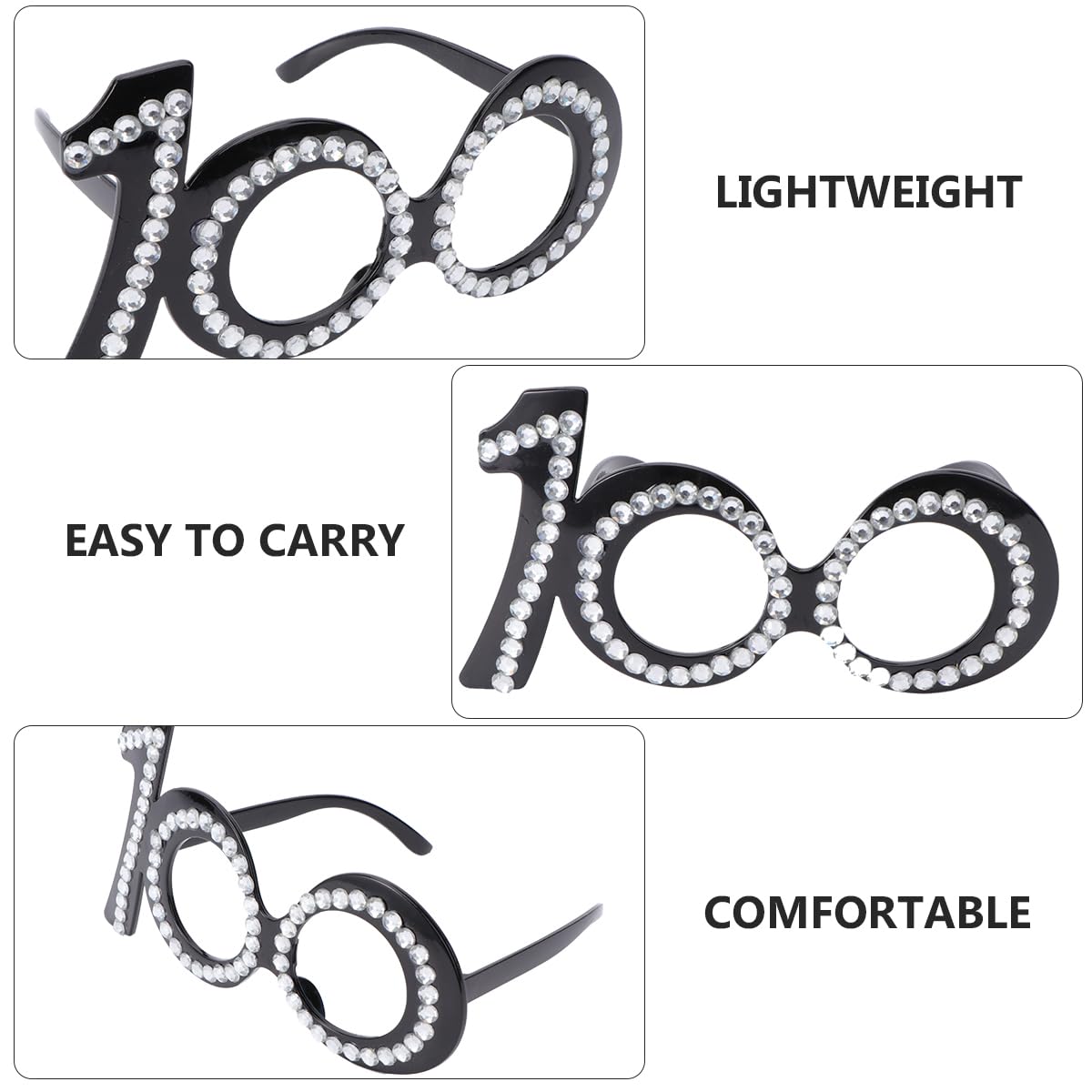 Abaodam 100Th Birthday Eyeglasses Glitter Number Funny Sunglasses Photo Prop Party Favor For Celebration Holiday 100Th Birthday