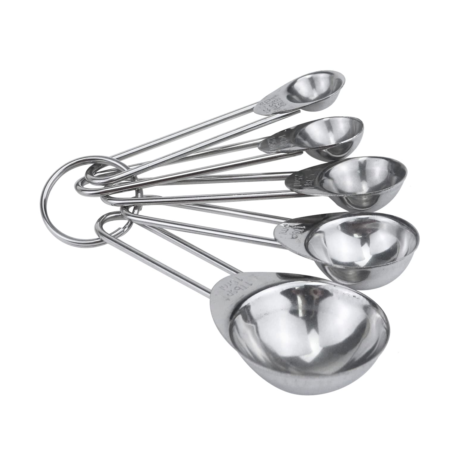 Antrader Measuring Spoons, Stainless Steel 5-Piece Measuring Spoon Cups Set- 1/8 Tsp, 1/4 Tsp, 1/2 Tsp, 1 Tsp & 1 Tbsp For Measu