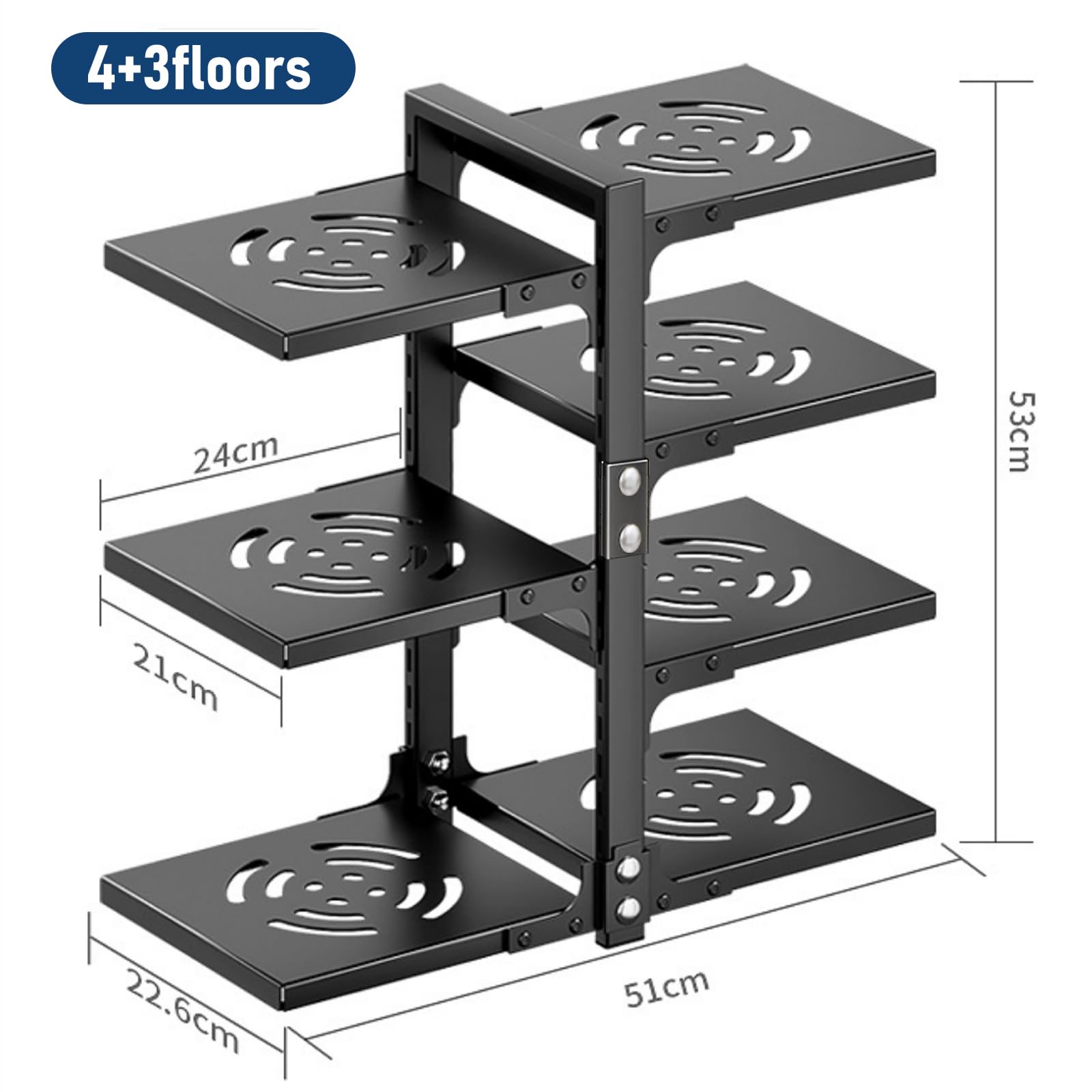 Pot Rack Organizers:Casonnik 7-Tier Adjustable Heavy Duty Pan Organizer Rack For Cabinet