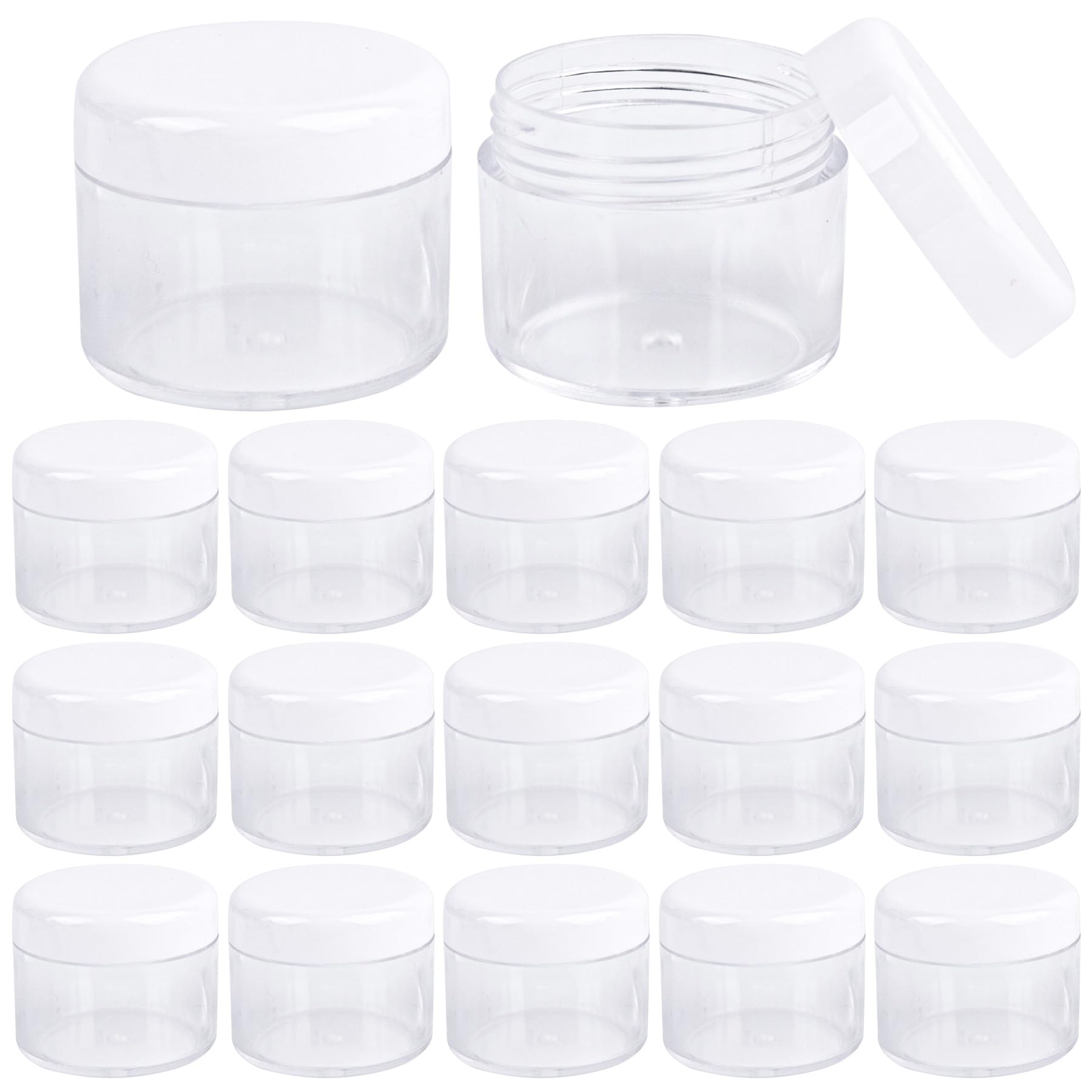 Auear, 20 Pack 20G Plastic Pot Jars Round Leak Proof Cosmetic Container With White Lids