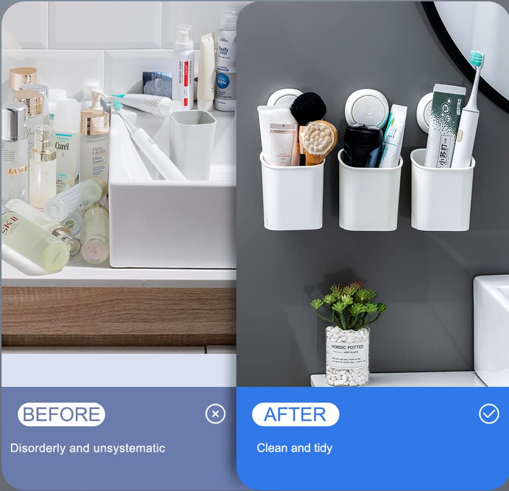 Leverloc Suction Toothbrush Holder, Drill-Free Removable Shower Toothbrush Holder For Wall, Powerful Toothpaste Toothbrush Sucti