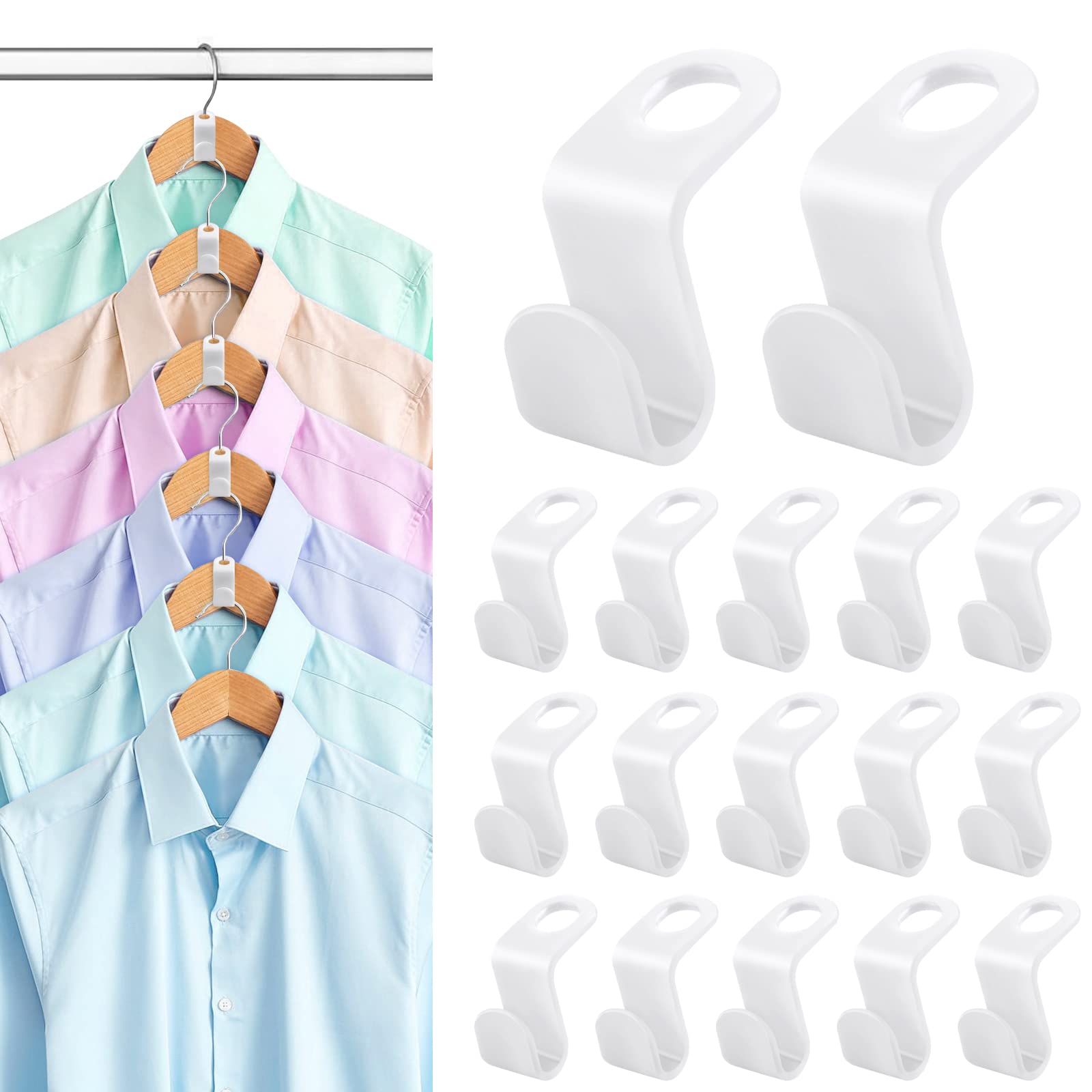 100 Pcs Hanger Connector Hooks, Hangers Space Saving, Hanger Hooks, Hanger Clips For Plastic Hangers(White)