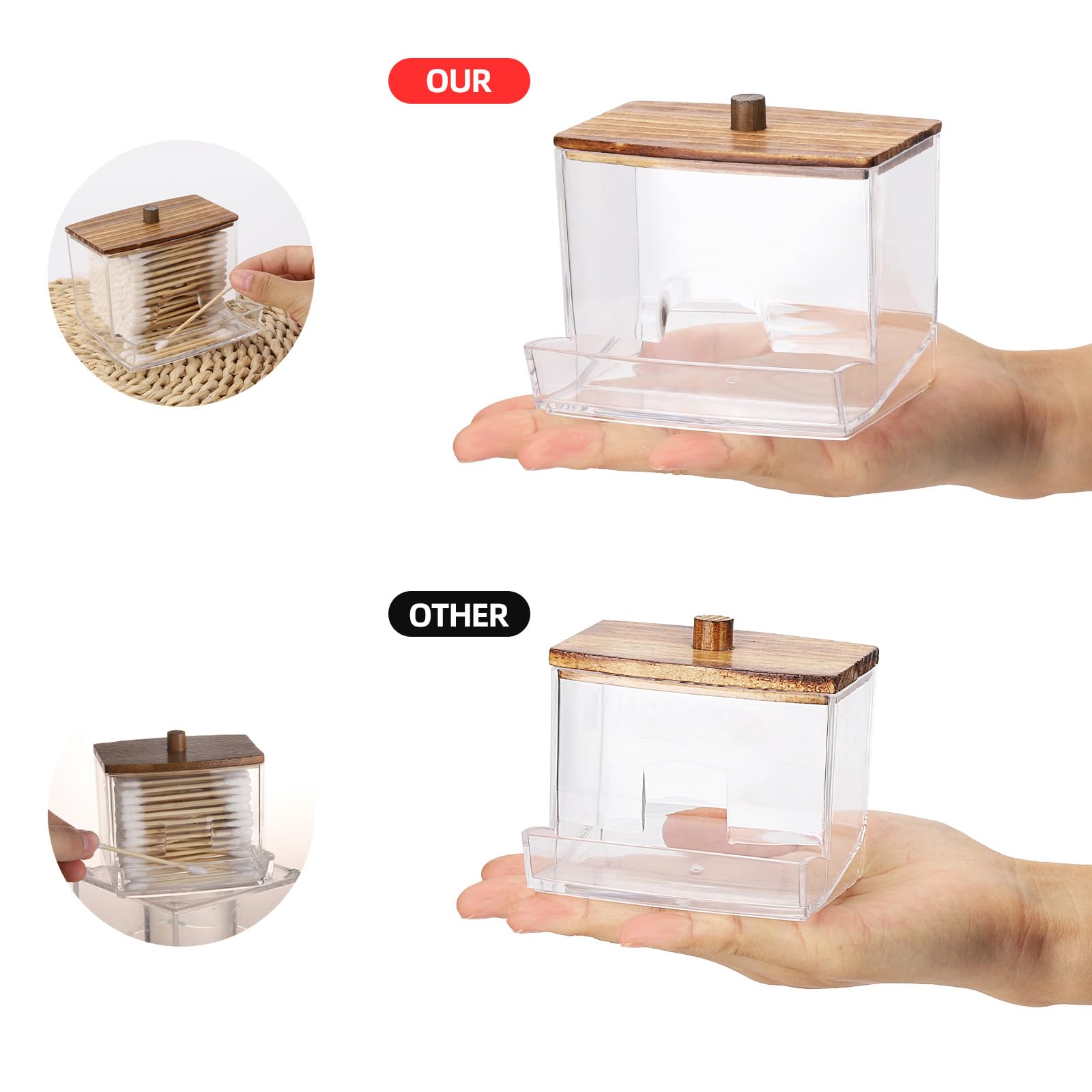 Tbestmax 2 Pack 10Oz Qtip Dispenser Big Clear Qtip Holder, Bathroom Container Organizer Accessories Decor For Storage-Qtips Cott