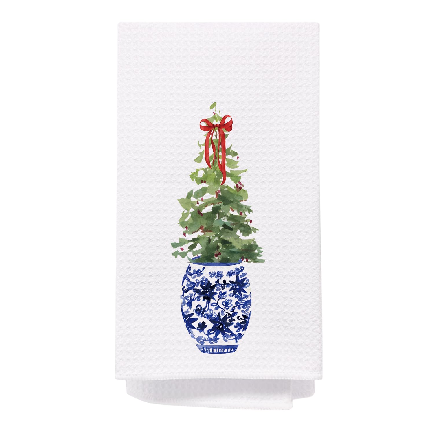 Spbl&L Christmas Kitchen Towels, Blue And White Chinoiserie Christmas Tree Hand Towels For Bathroom, Chinoiserie Decor, Christma