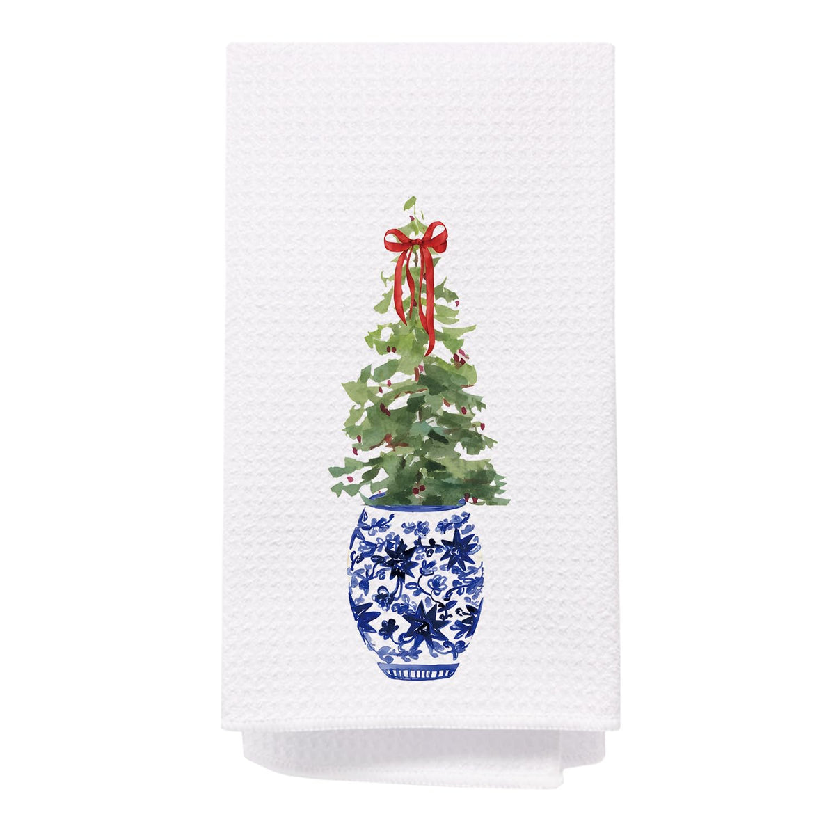 Spbl&L Christmas Kitchen Towels, Blue And White Chinoiserie Christmas Tree Hand Towels For Bathroom, Chinoiserie Decor, Christma