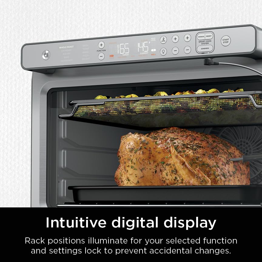 Ninja 10-in-1 Air Fry Digital Countertop Oven with Pro Cook Thermometer, Stainless Steel, Model DT551, 1800 Watts