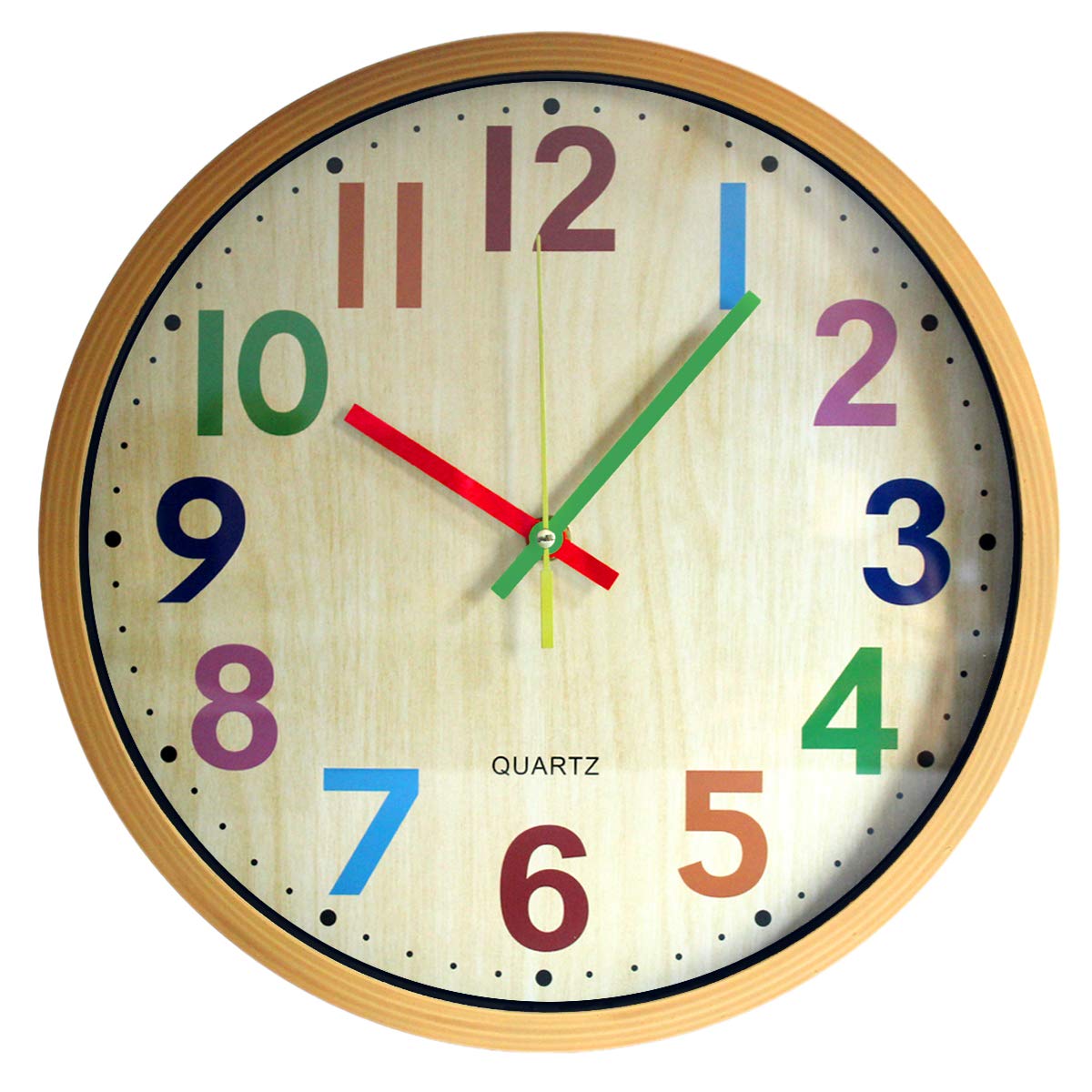 Tohooyo Wall Clock, 12 Inch Easy To Read Silent Non-Ticking Colorful Battery Operated Clock,For Bedroom,Living Room,Kitchen,Offi
