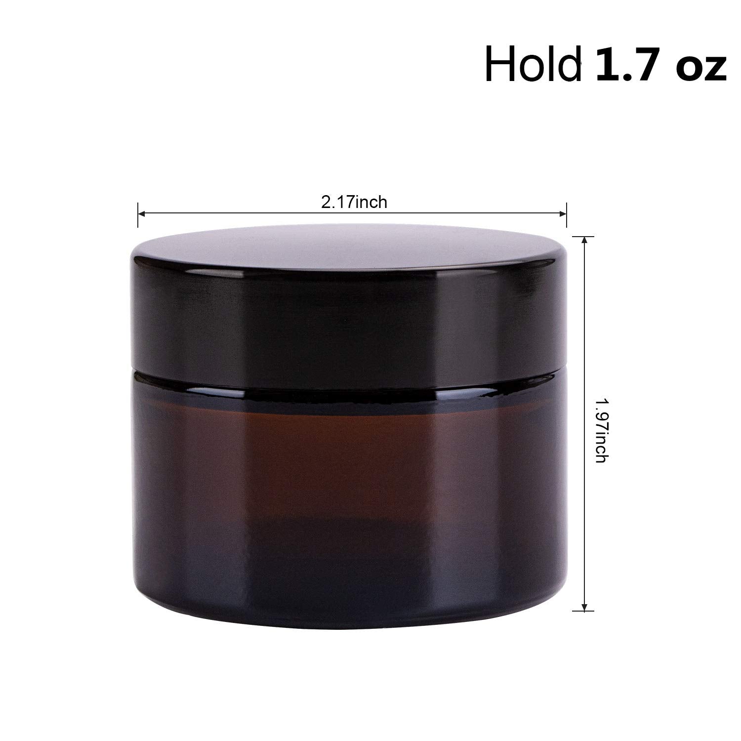 Encheng Cosmetic Jars, 40 Pack Of 1.7 Oz Amber Round Glass Jars, With Inner Liners And Black Lids,Empty Cosmetic Containers,Crea