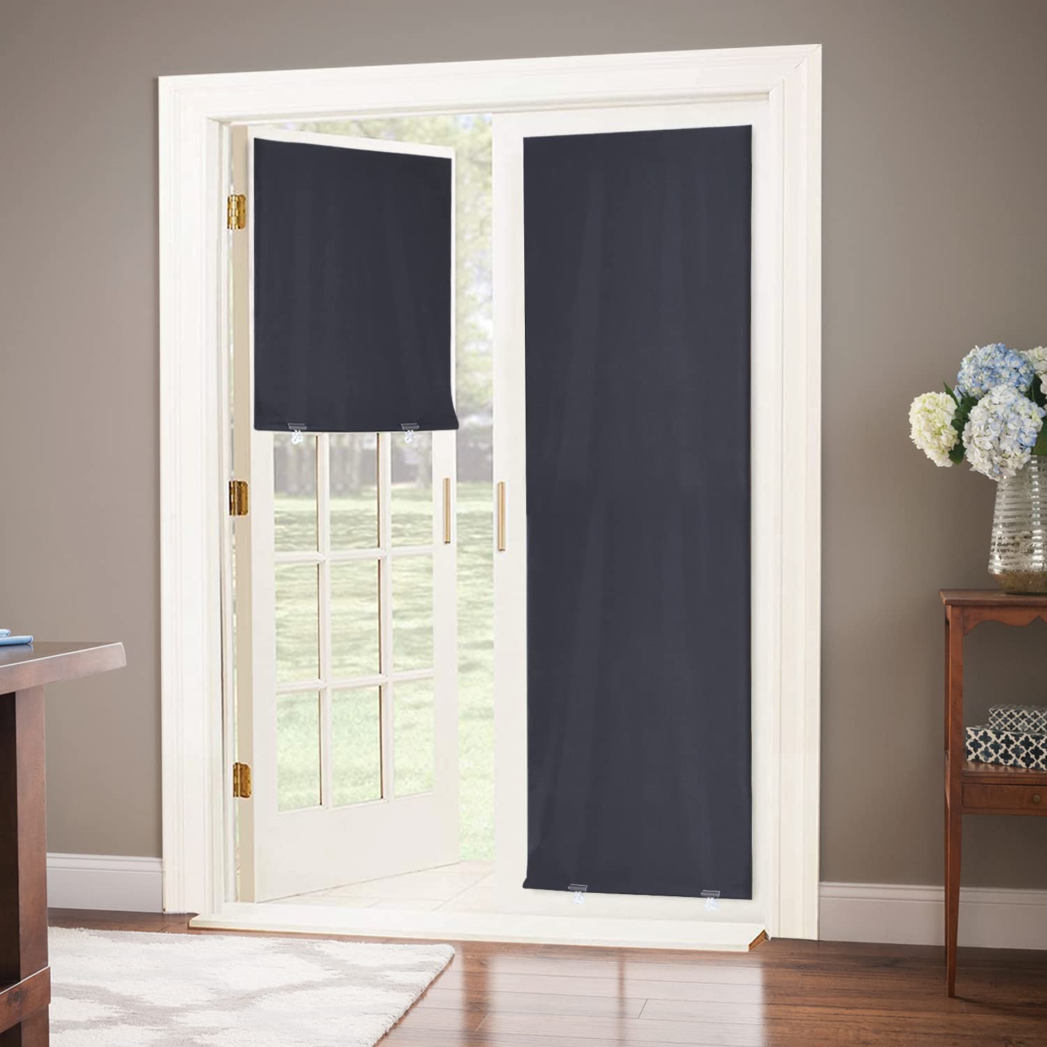 LazBlinds 100% Blackout Cordless Thermal Insulated UV Protection Privacy Curtain for Windows and Doors (26  W x 68  H, Black