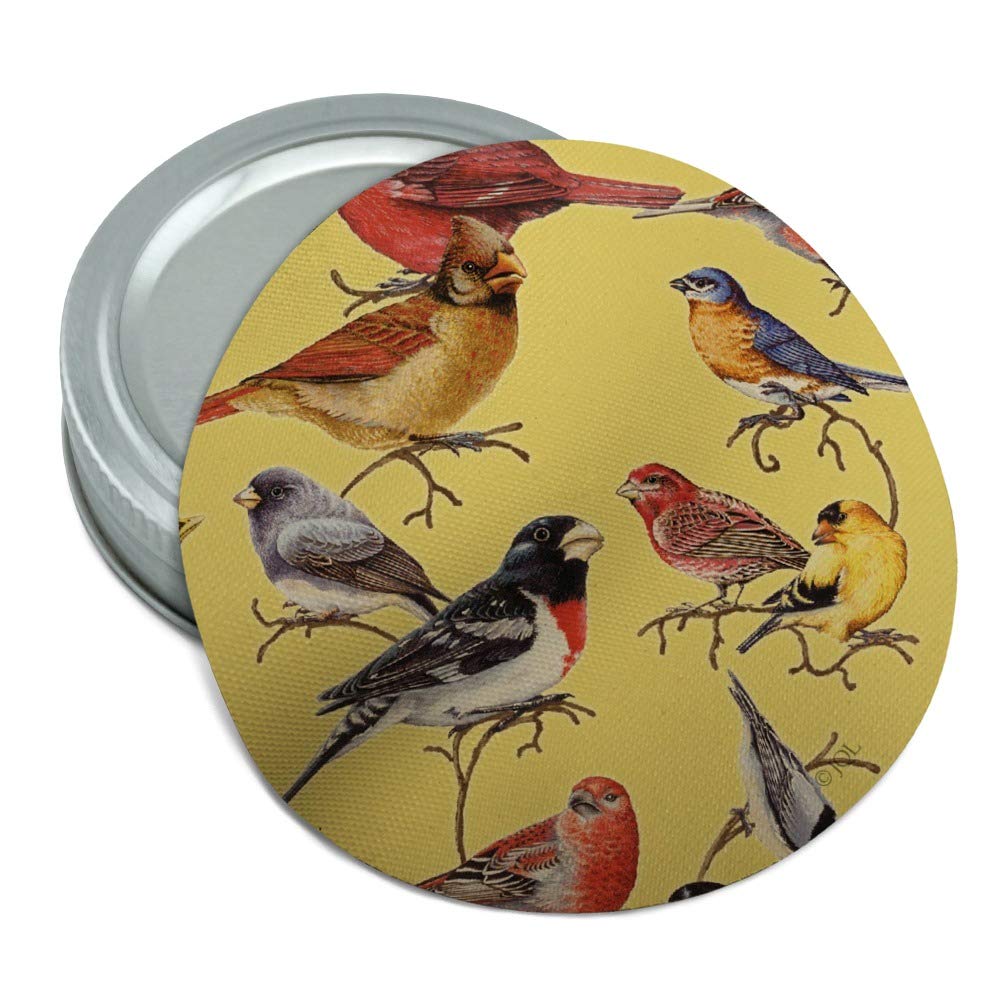 Birds Songbirds Cardinal Finch Robin Round Rubber Non-Slip Jar Gripper Lid Opener
