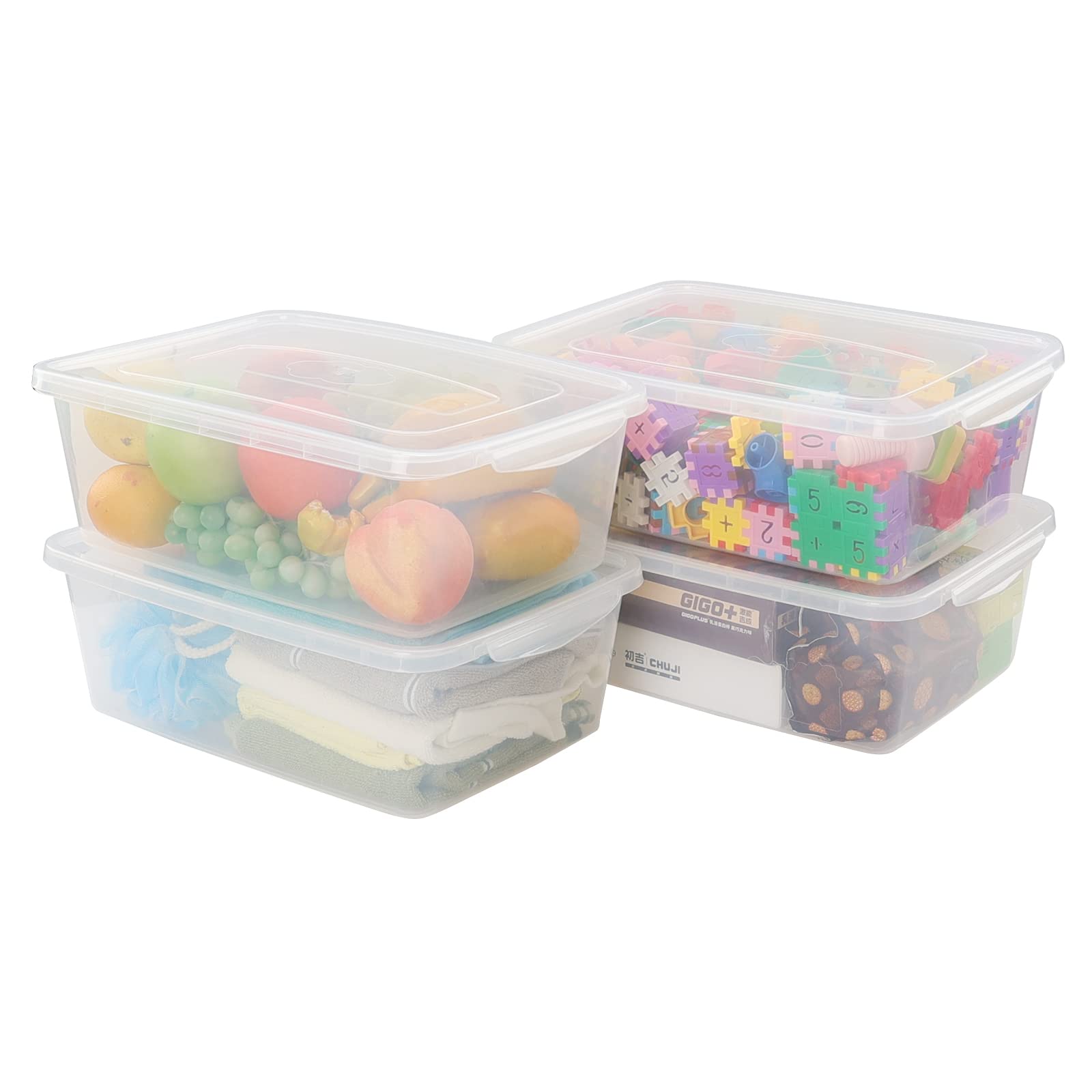 Ramddy 4 Packs 14 Quart Clear Latching Box, Plastic Storage Bin With Lid