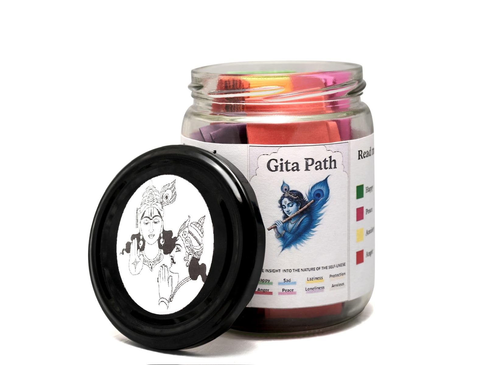 Aruzen Krishna Quote Jar  Gita Path MoodBased Daily Wisdom  Inspirational Gita Shlok Jar For Emotional Healing (4, Hindi Tr