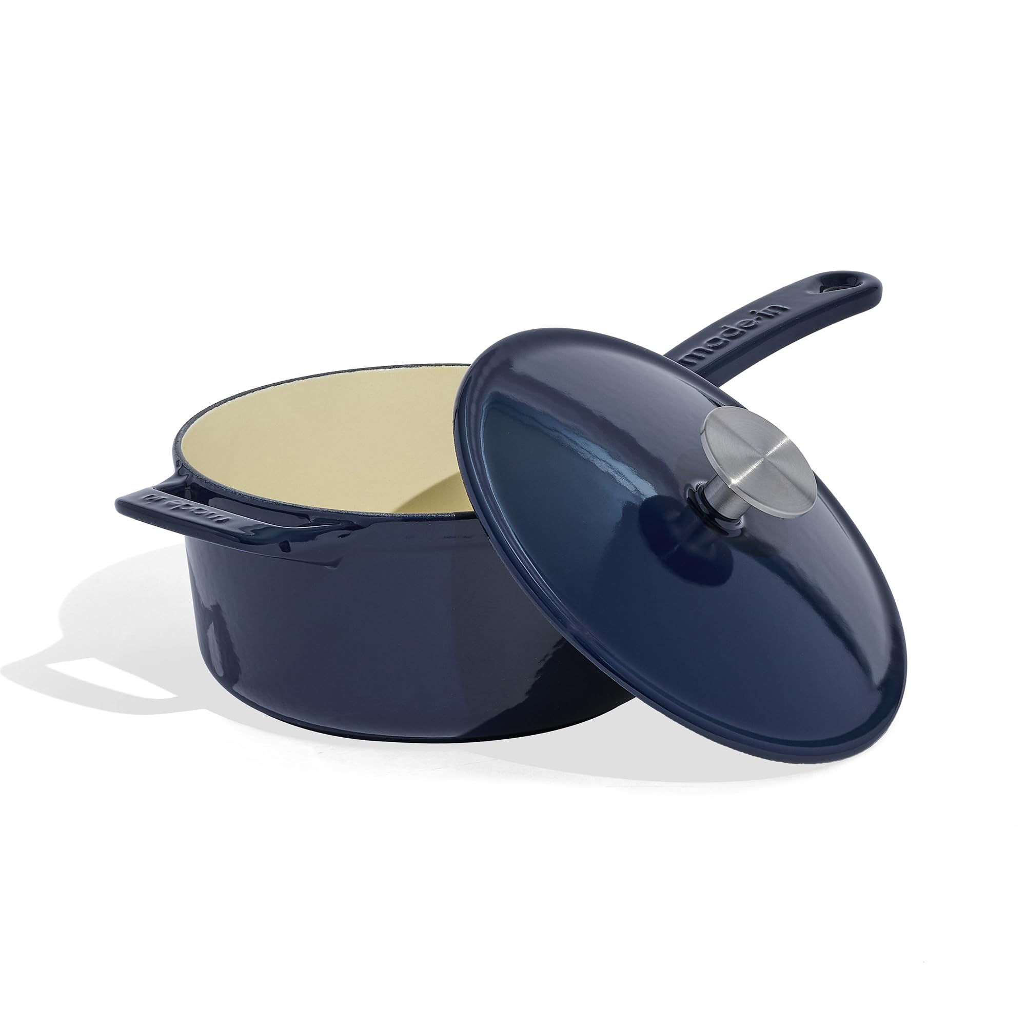 Made In Cookware  2 Quart Enameled Cast Iron Saucepan with Lid (Harbour Blue)  HandEnameled Cast Iron  Professional Cookware