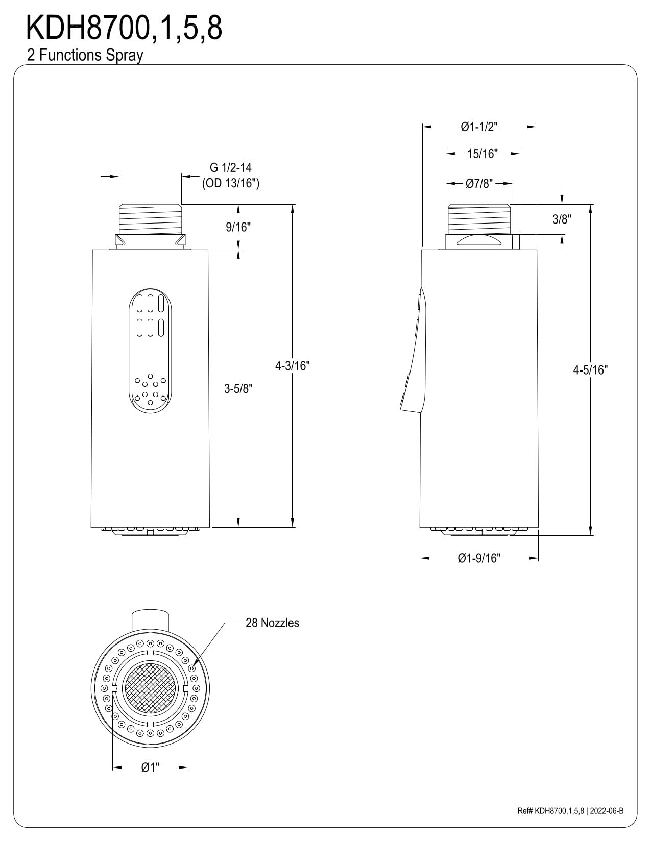 Kingston Brass KDH8708 Pull-Down Kitchen Faucet Sprayer for GS8778CTL with GS8788CTL  Brushed Nickel